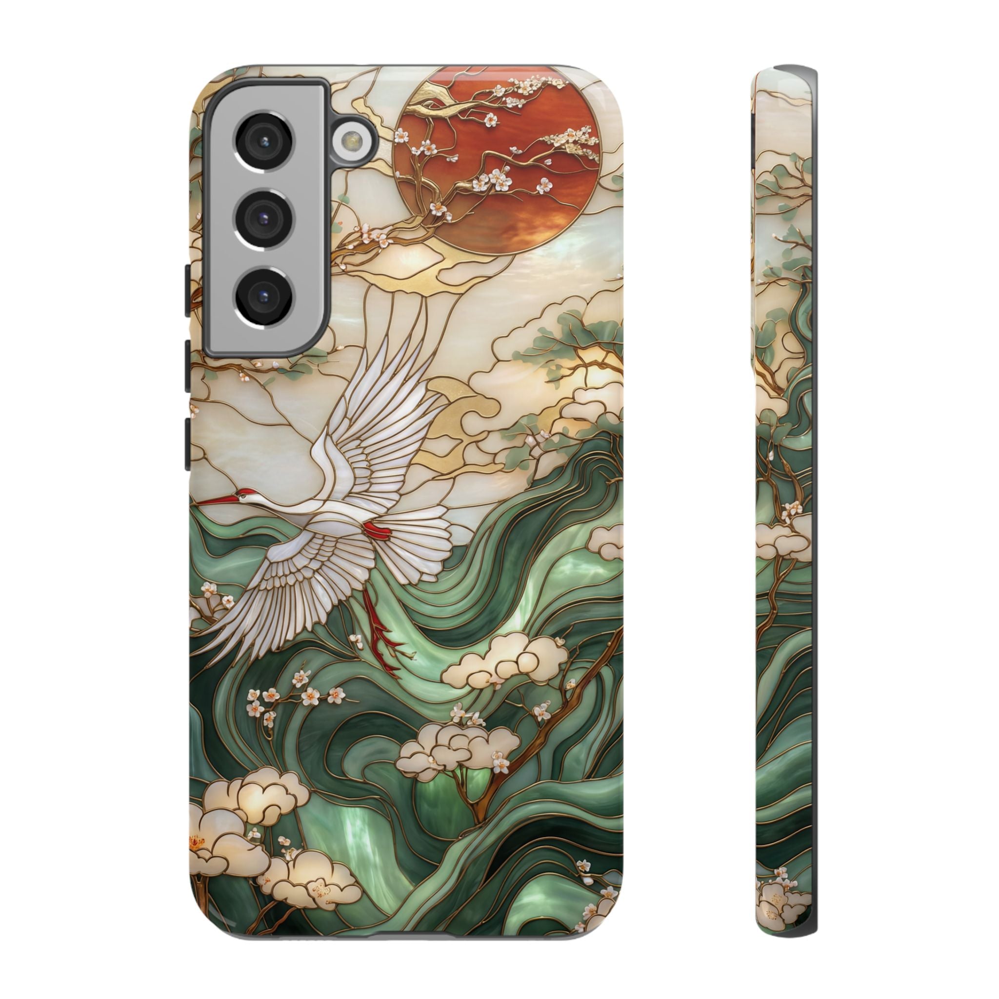 Cranes & Waves Protective Samsung Galaxy Case | Japanese-Inspired Art Phone Cover