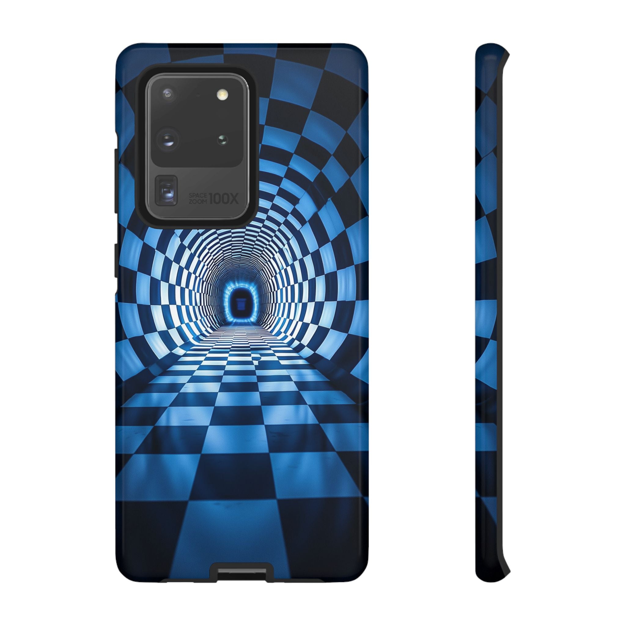 Blue Checkered Tunnel Samsung Galaxy Case — 3D Optical Illusion Tough Case