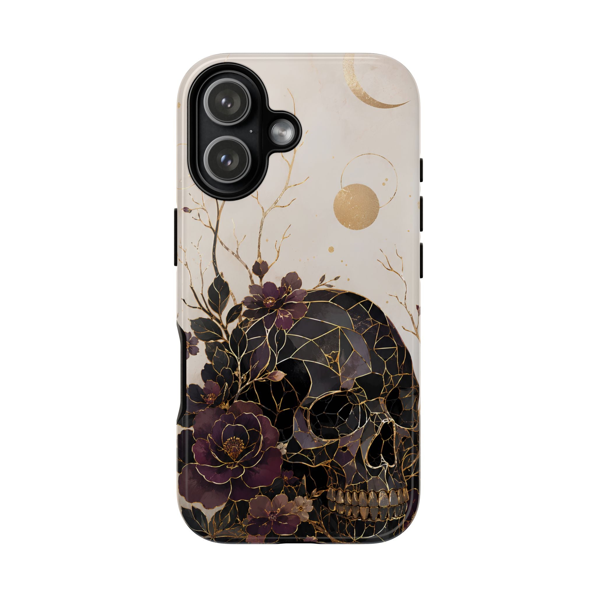 Gothic Skull iPhone Case | Dark Floral Rose Art Cover