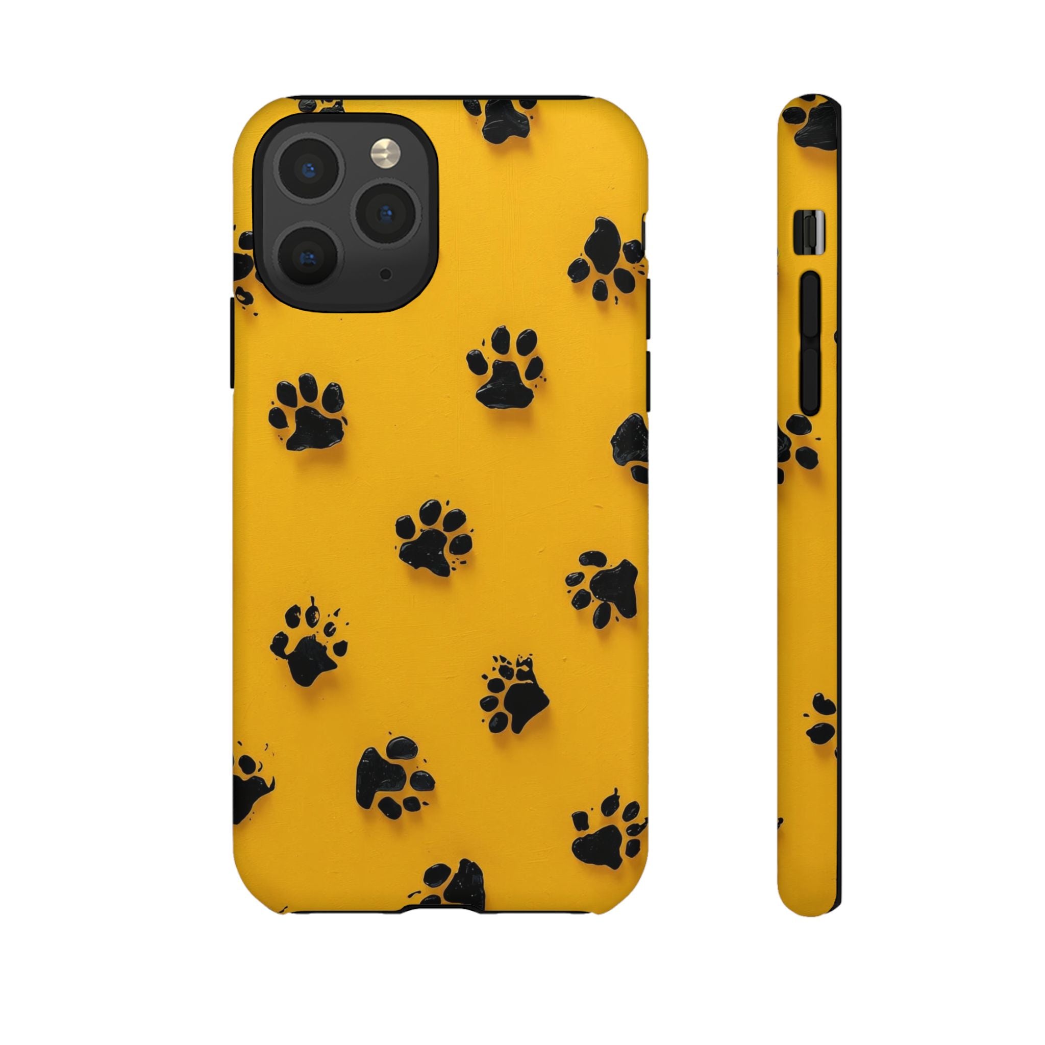Yellow Paw Print Tough iPhone Case — Protective Dog & Cat Lover Cover