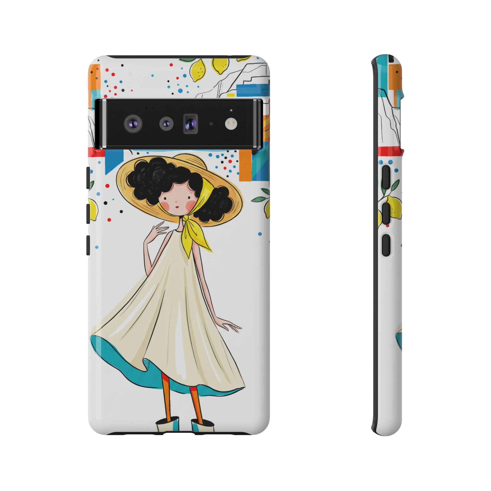 Cute Summer Girl Google Pixel Phone Case | Whimsical Coastal Illustration Protective Case