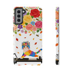 Floral Rainbow Cat Tough Samsung Galaxy Phone Case — Colorful Pilates Cat Design