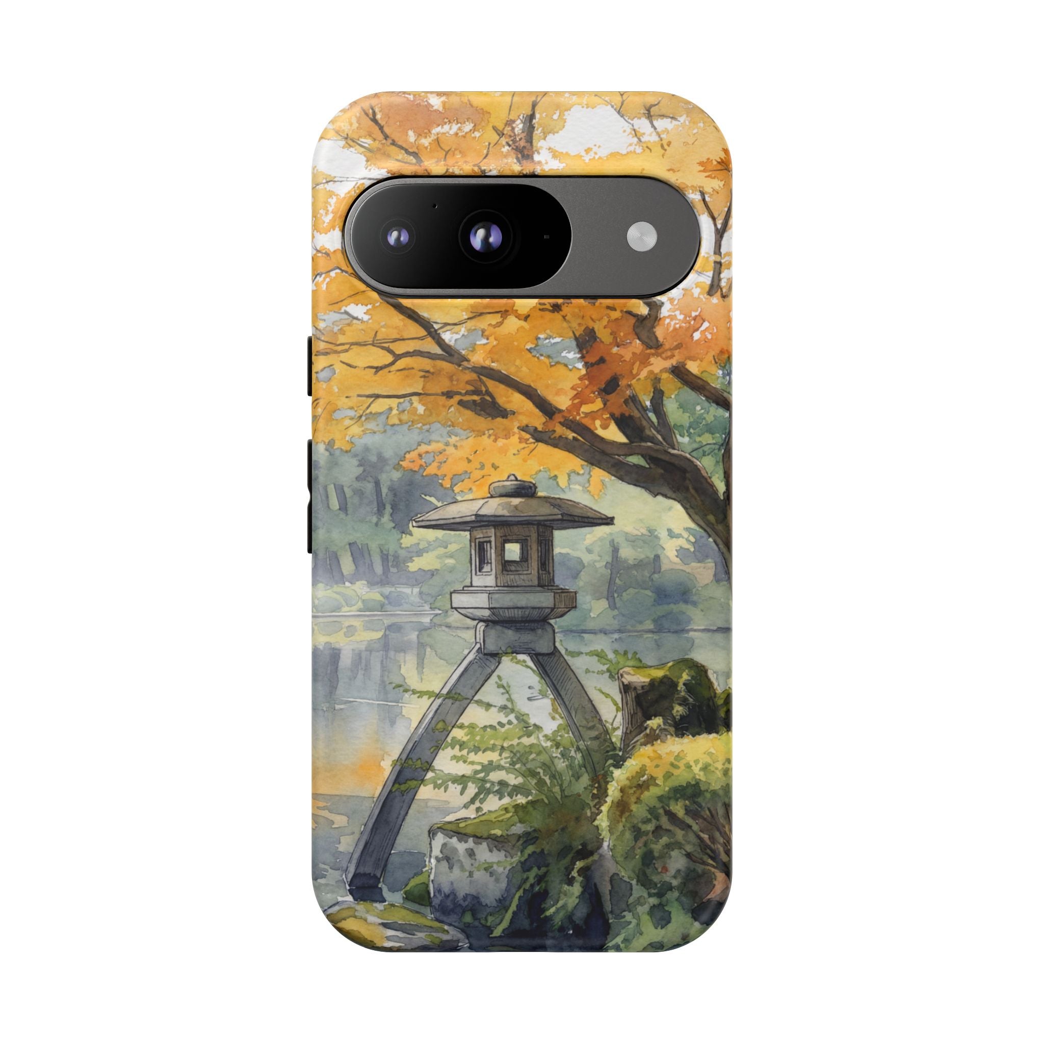 Autumn Japanese Garden Google Pixel Phone Case | Scenic Lantern Fall