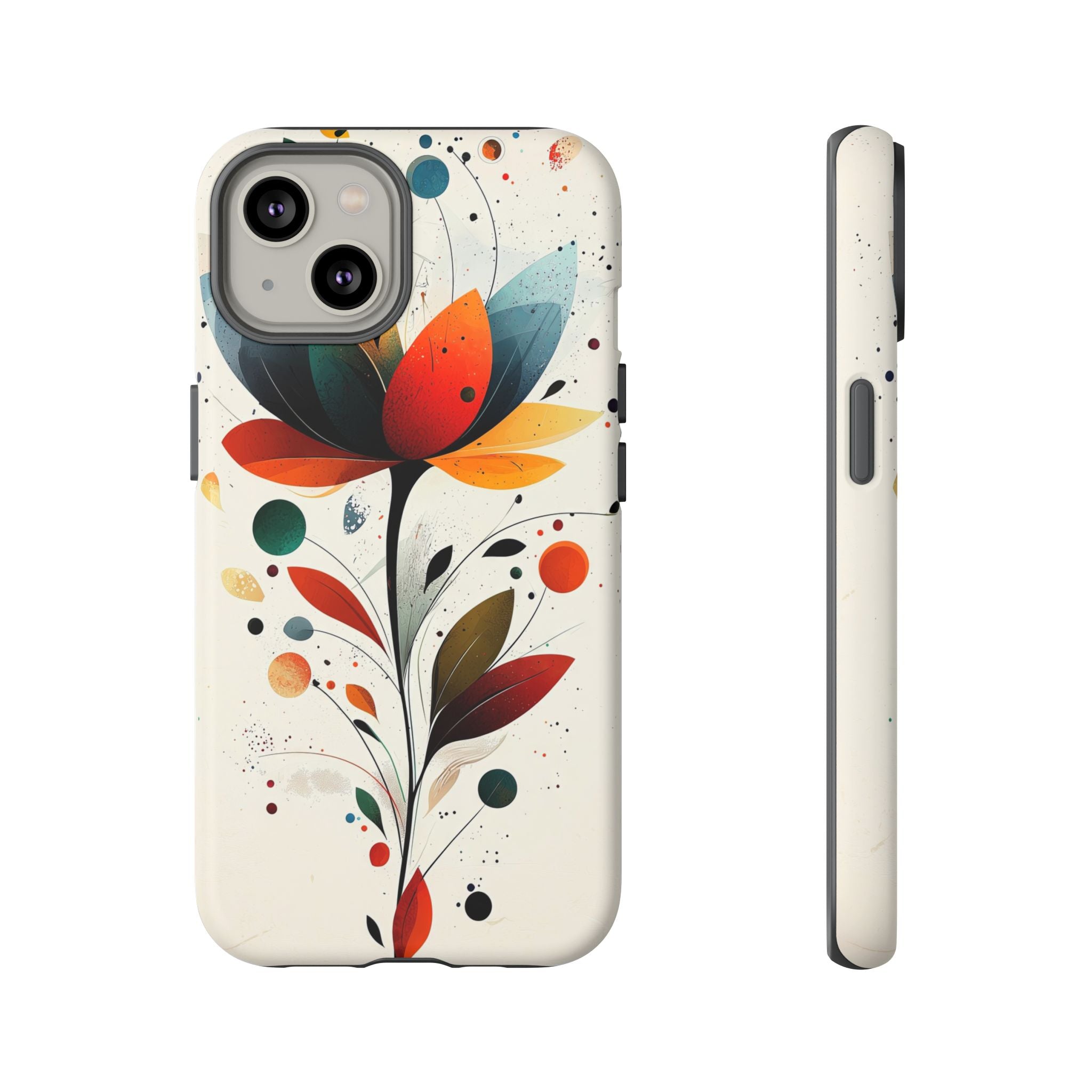 Floral Abstract Tough iPhone Case | Colourful Lotus Art Protective Cover