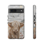 Highland Cow Google Pixel Phone Case | Stained Glass Mountain Case