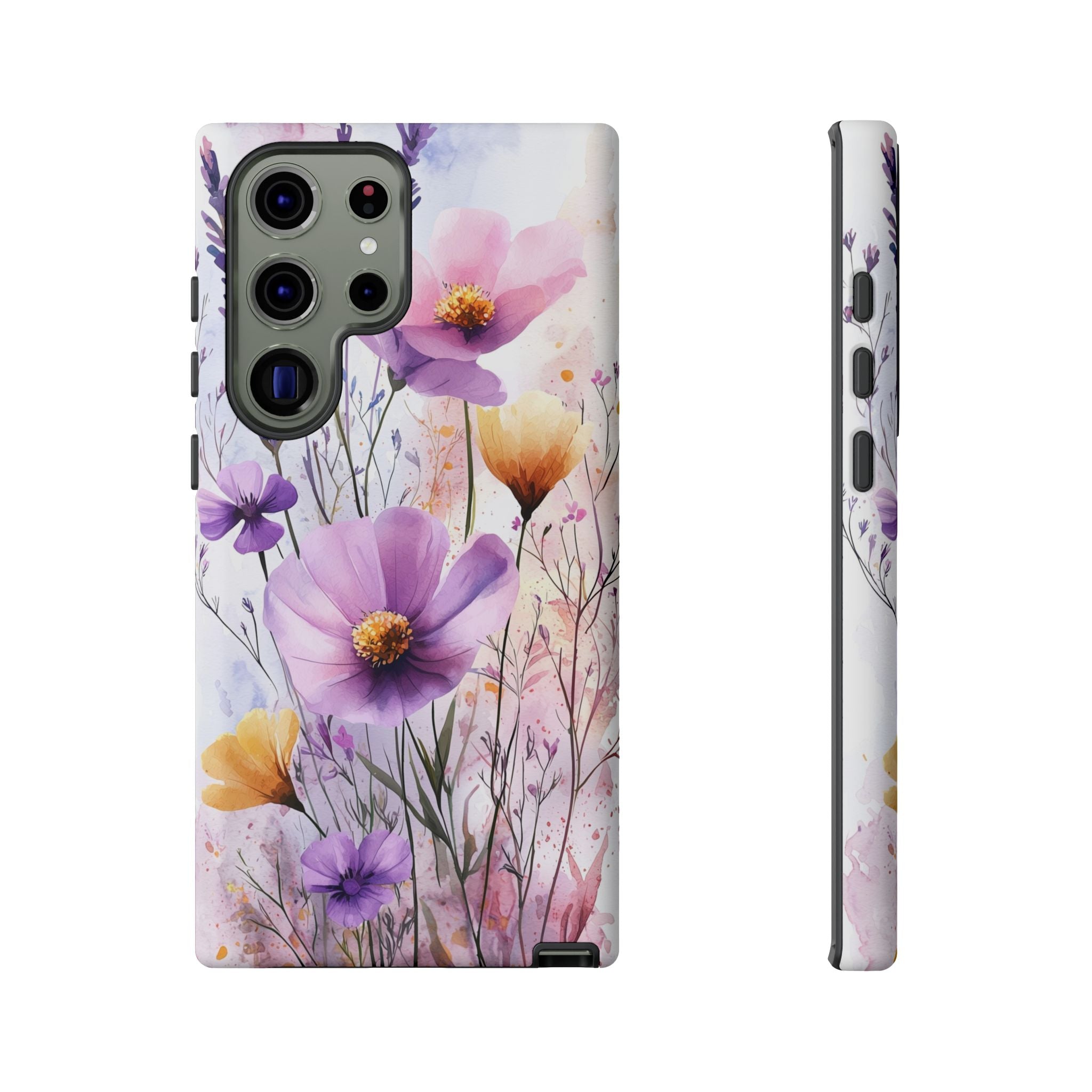 Floral Watercolour Tough Samsung Galaxy Case | Purple & Yellow Wildflowers