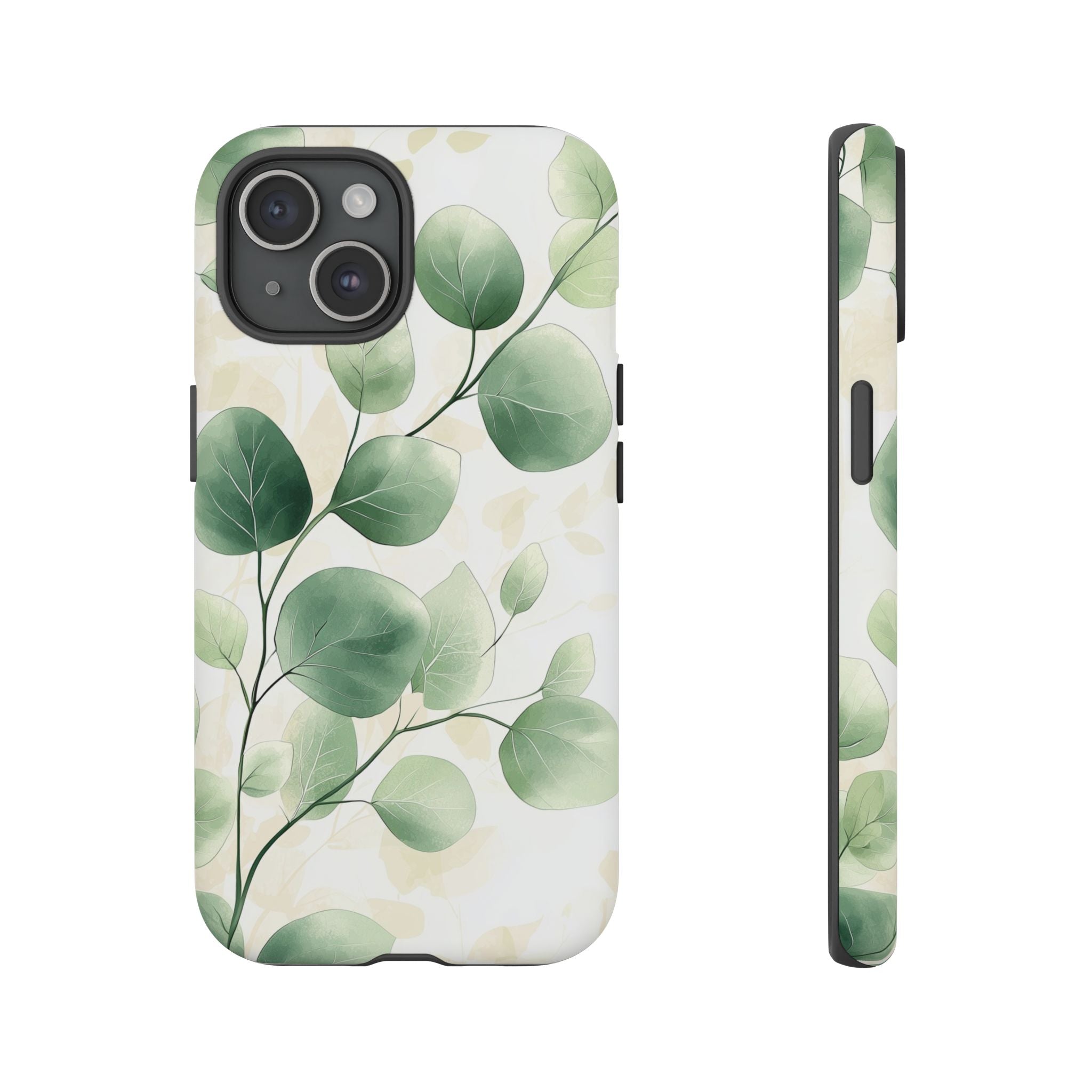 Botanical Eucalyptus Tough iPhone Case | Green Watercolour Leaf