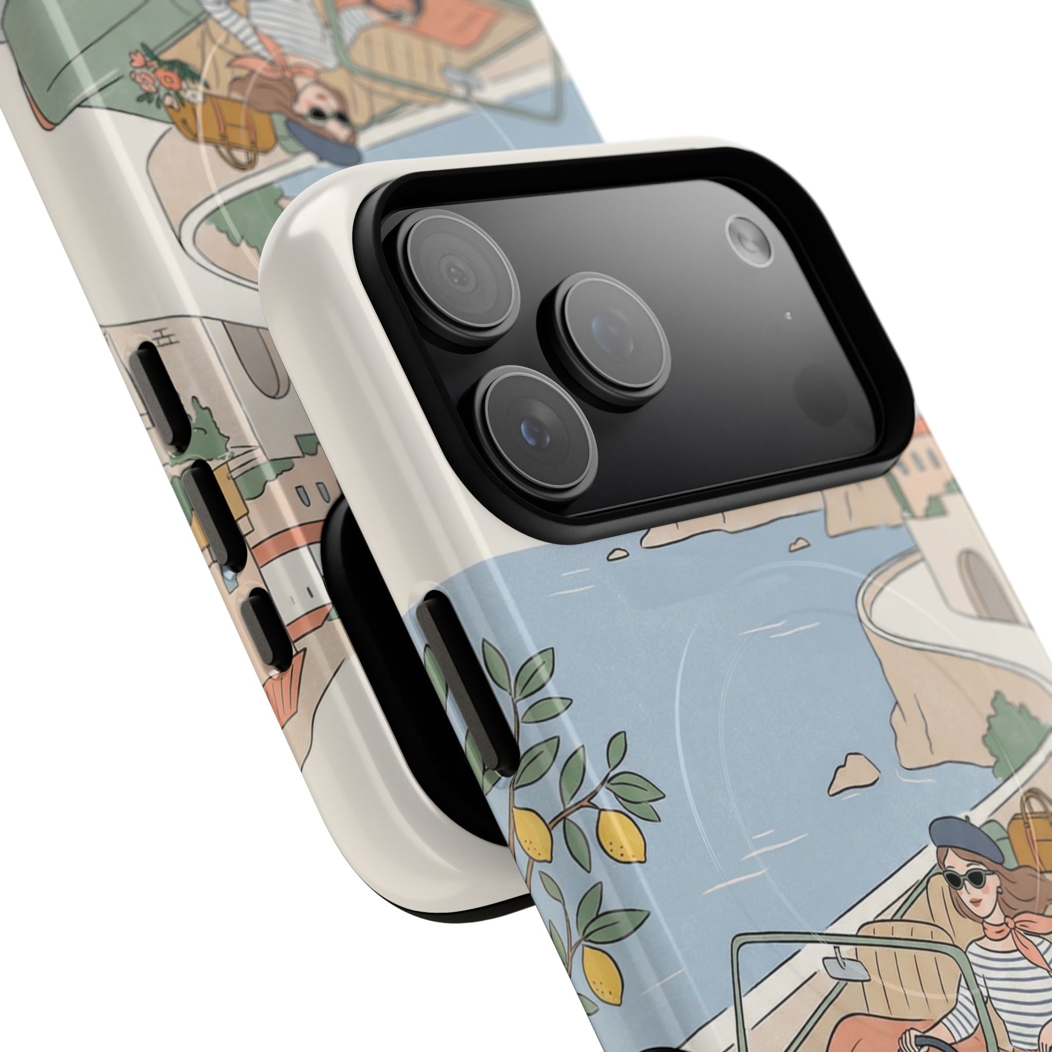 Retro Coastal Road Trip Design MagSafe iPhone Case