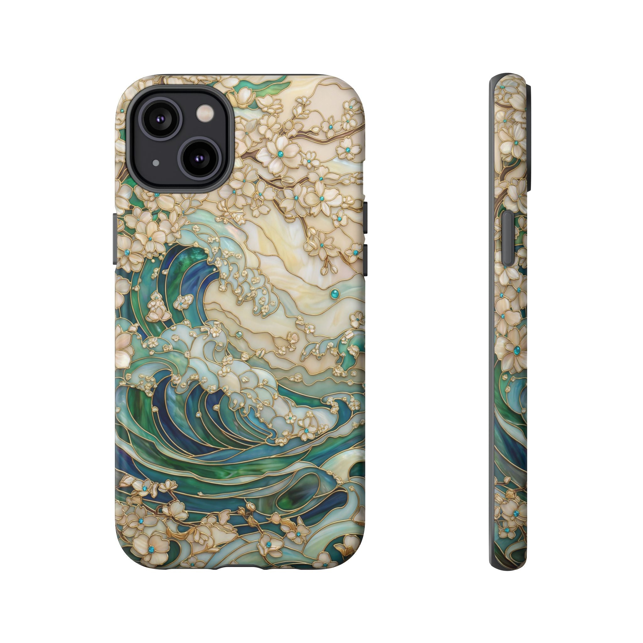 Elegant Ocean Wave Floral Art iPhone Case