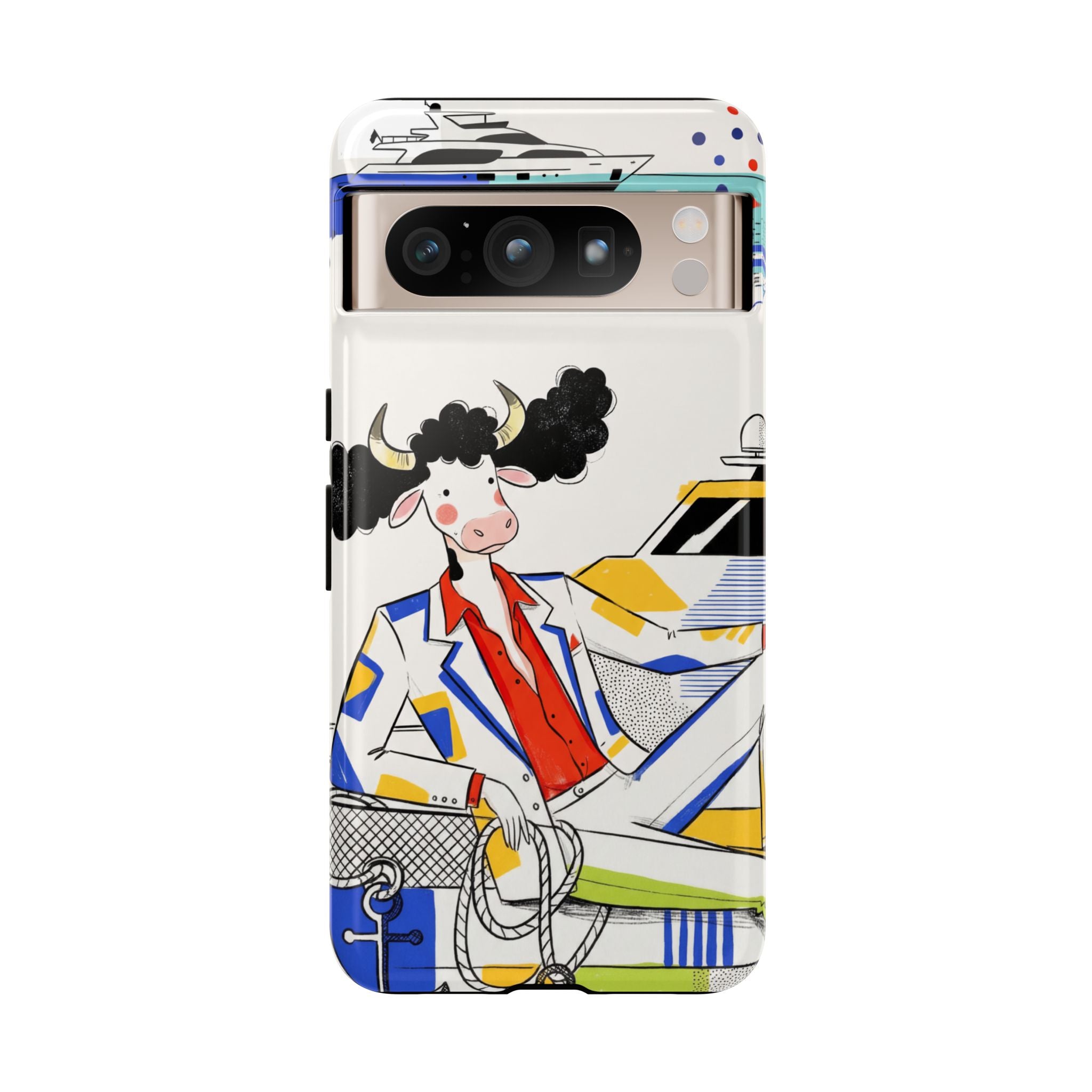 Nautical Cow Graphic Protective Google Pixel Phone Case