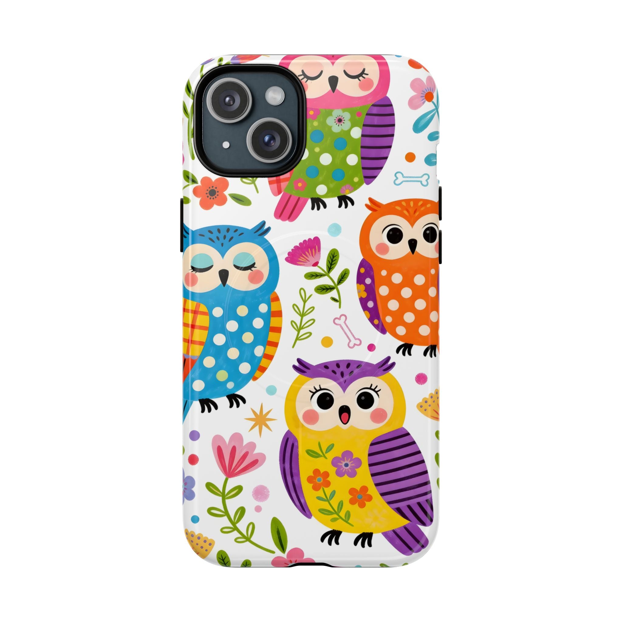 Cute Colorful Owls MagSafe iPhone Case | Cute Owl Pattern Tough Case