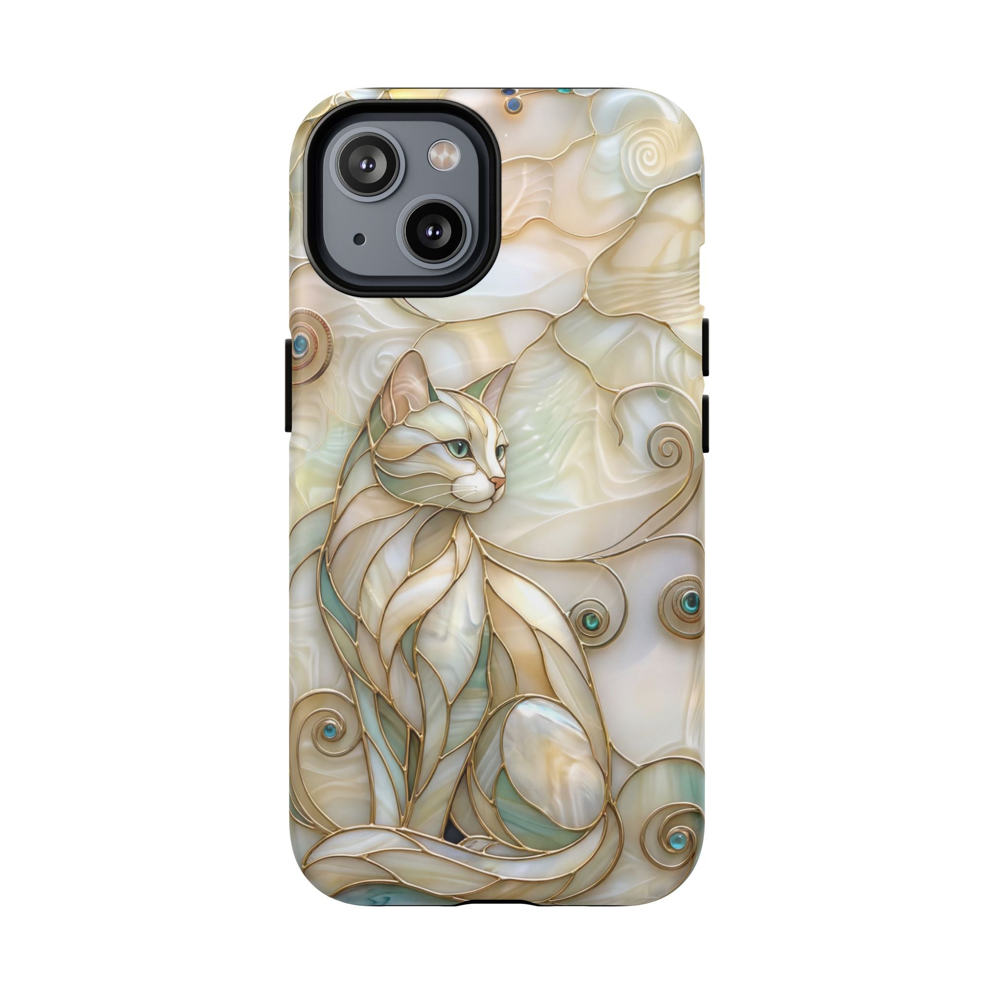 Art Nouveau Cat Phone Case | Elegant Stained-Glass Style Tough MagSafe Case