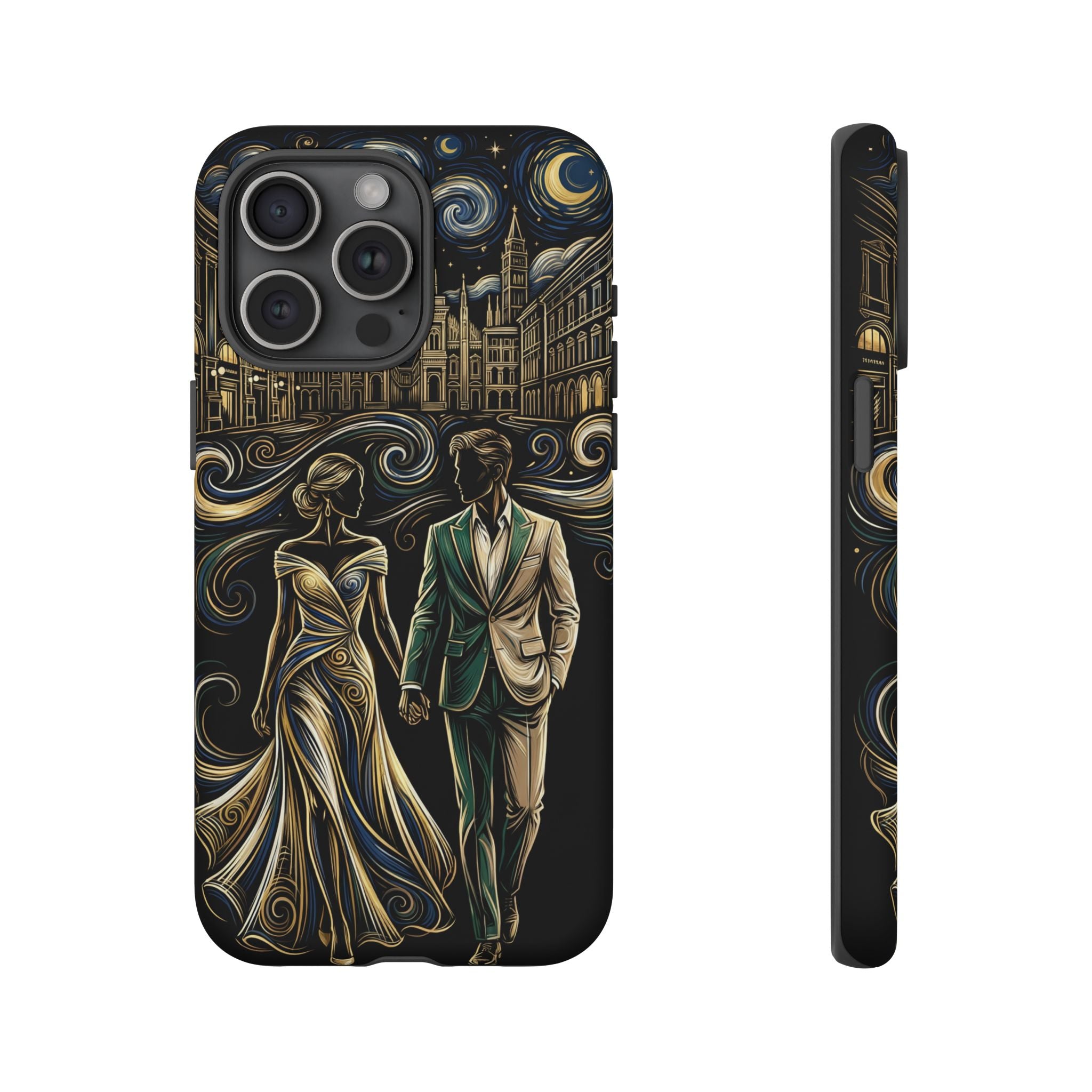 Romantic Night Walk iPhone Case | Elegant Couple Art