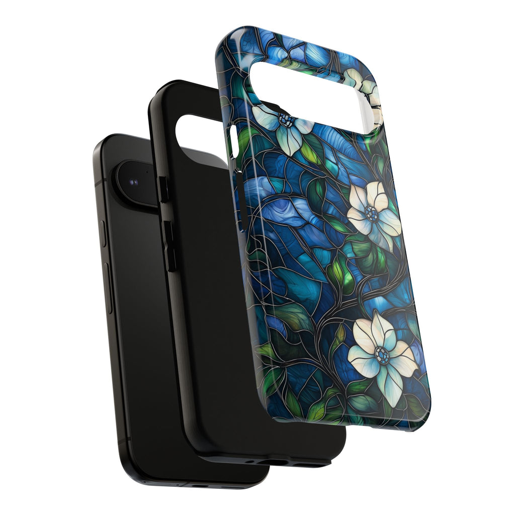 Floral Stained Glass Google Pixel Case – Blue Garden