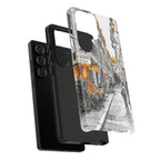 Italy Street Samsung Galaxy Case | Black & White Cityscape with Orange Accents