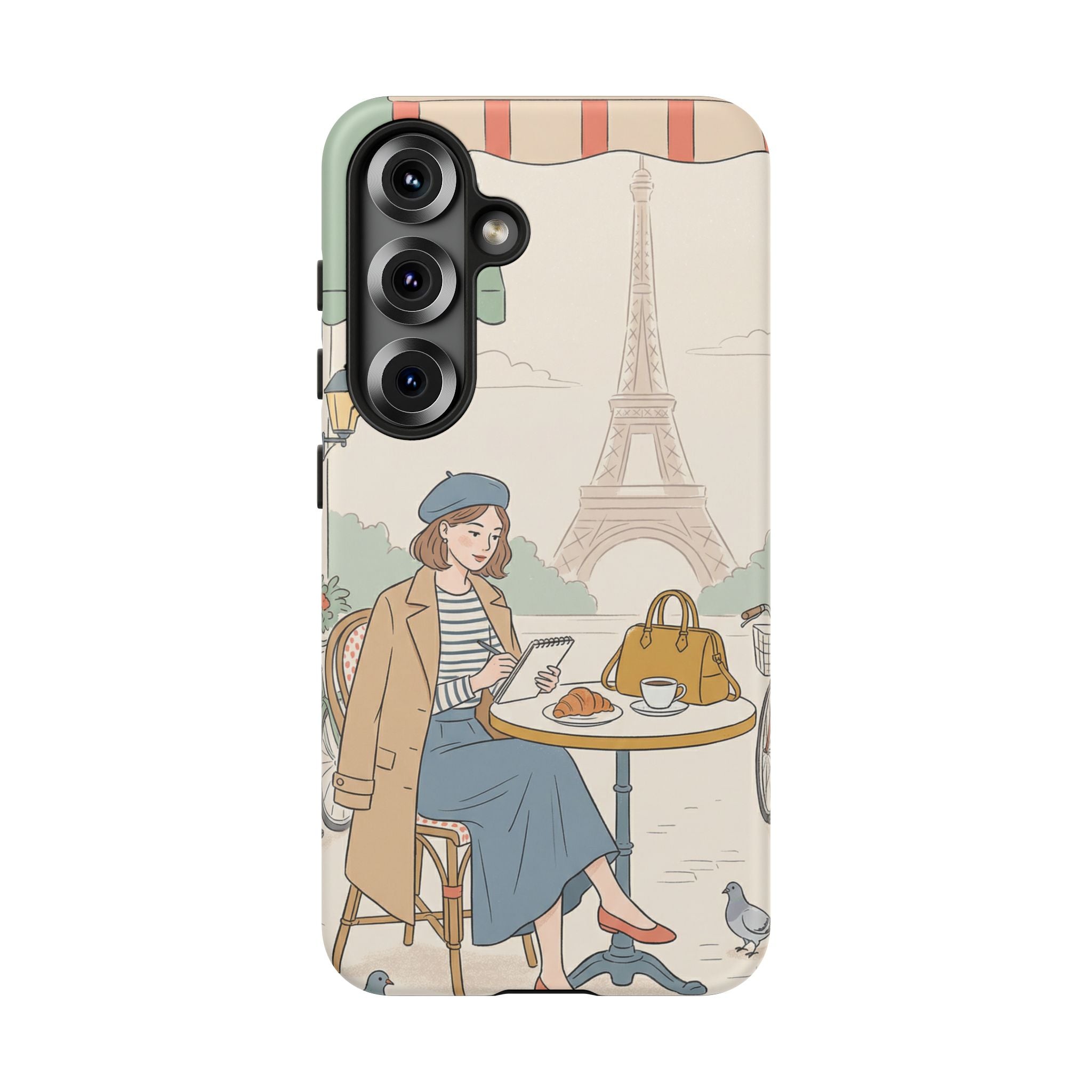 Paris Cafe Samsung Galaxy Phone Case | Cute Vintage Eiffel Tower Travel