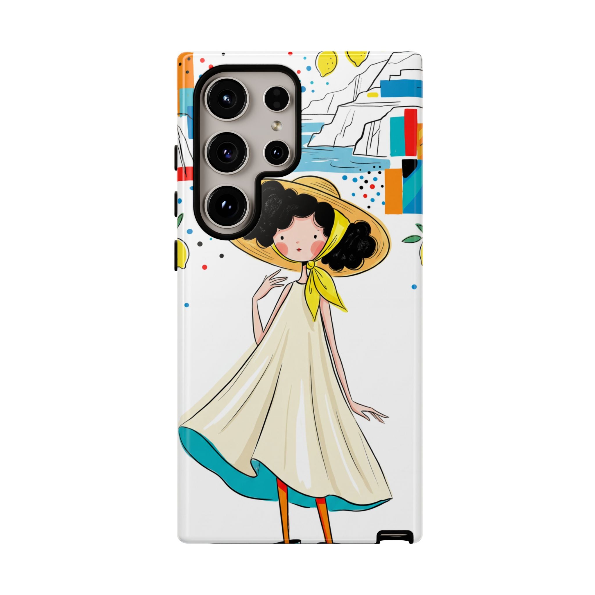 Cute Summer Girl Samsung Galaxy Phone Case | Whimsical Coastal Illustration Protective Case