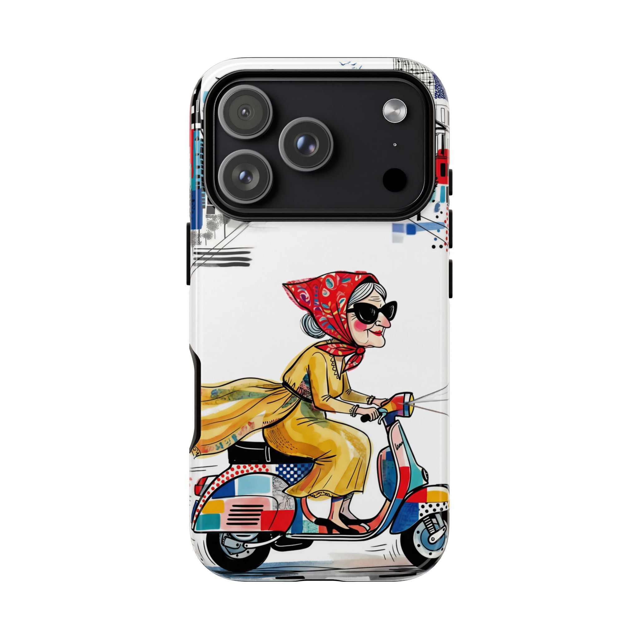 Vintage Vespa Granny iPhone Case | Retro Scooter Travel iPhone Cover