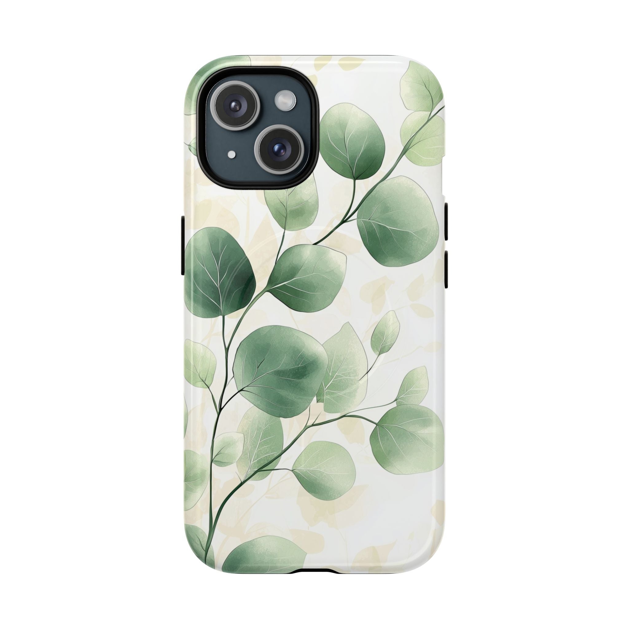 Botanical Eucalyptus Tough MagSafe iPhone Case | Green Watercolour Leaf