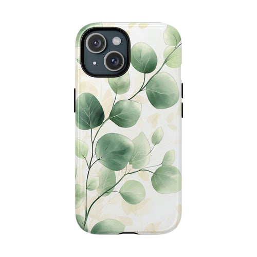 Botanical Eucalyptus Tough MagSafe iPhone Case | Green Watercolour Leaf