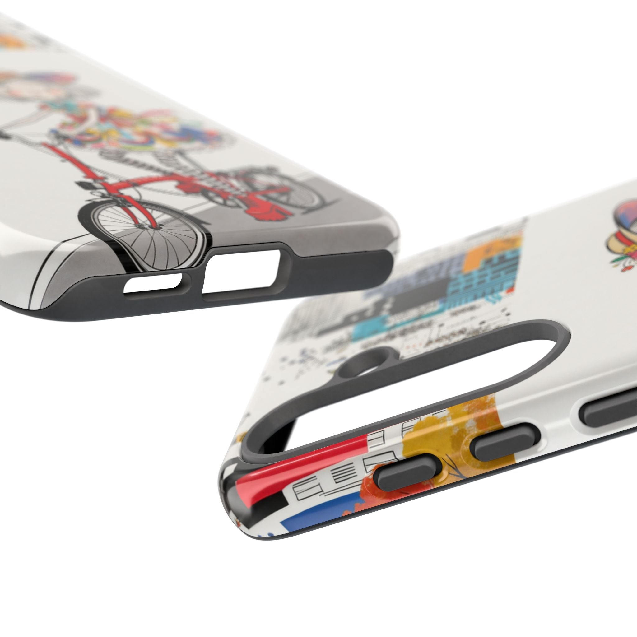 Whimsical Girl on Brompton Bicycle Urban Illustration Samsung Galaxy Phone Case