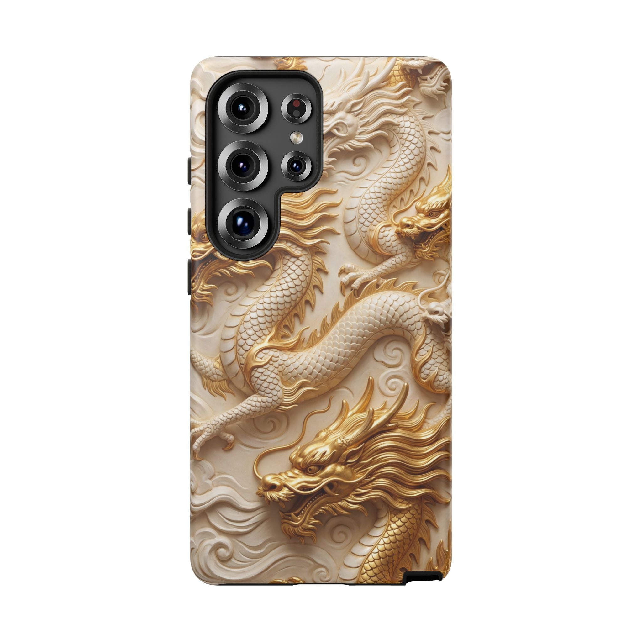 Dragon Relief Samsung Galaxy Case — Gold Carved Dragon Protective Cover
