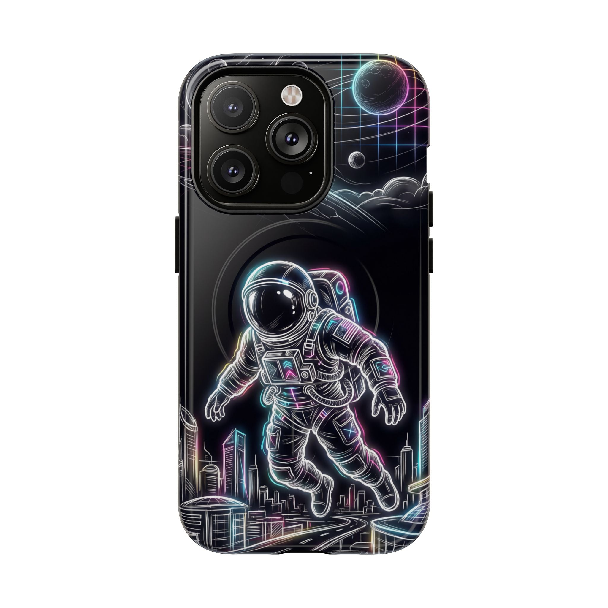 Space Explorer Astronaut NeonMagSafe iPhone Case