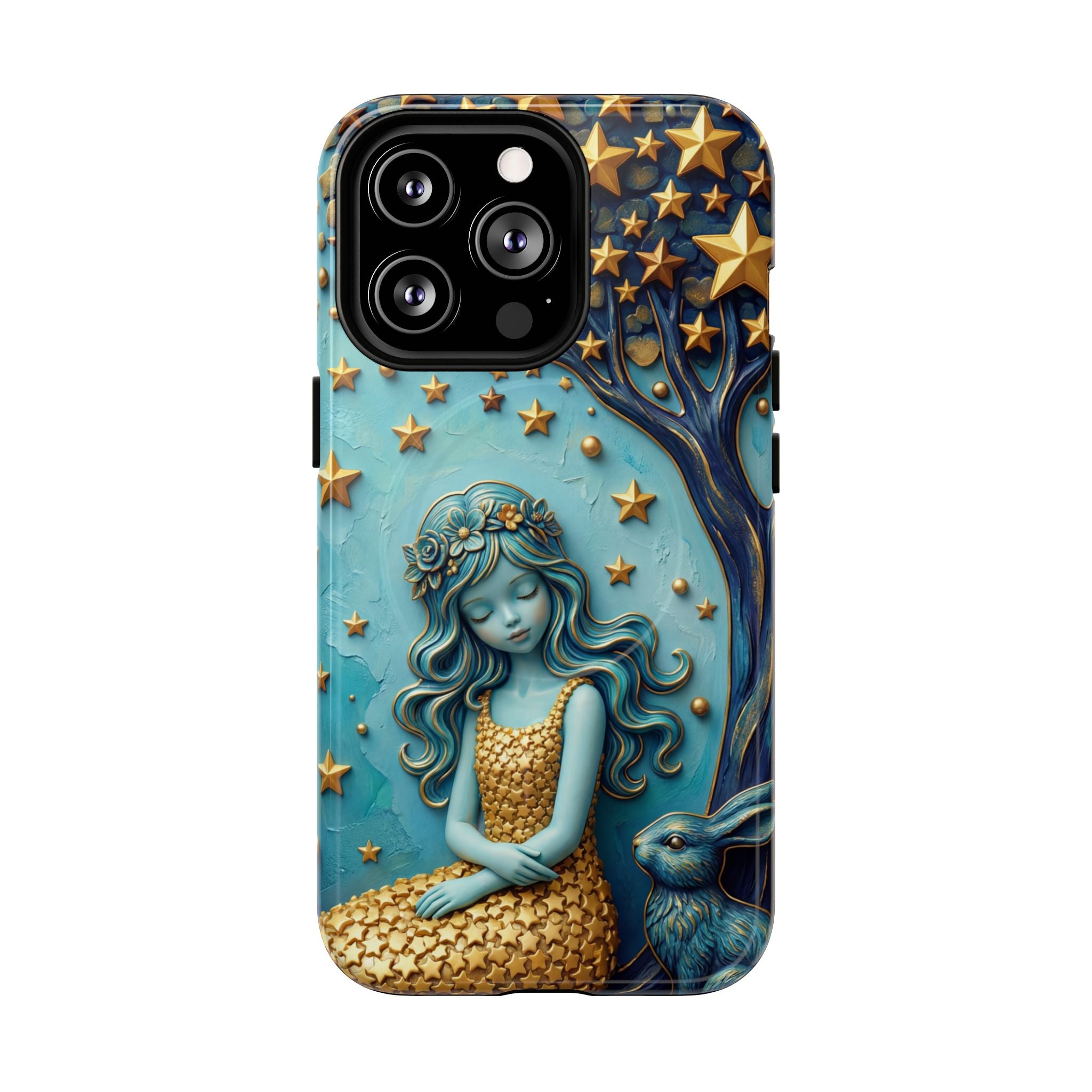 Custodia rigida MagSafe per iPhone Dreamy Maiden Under Starry Sky