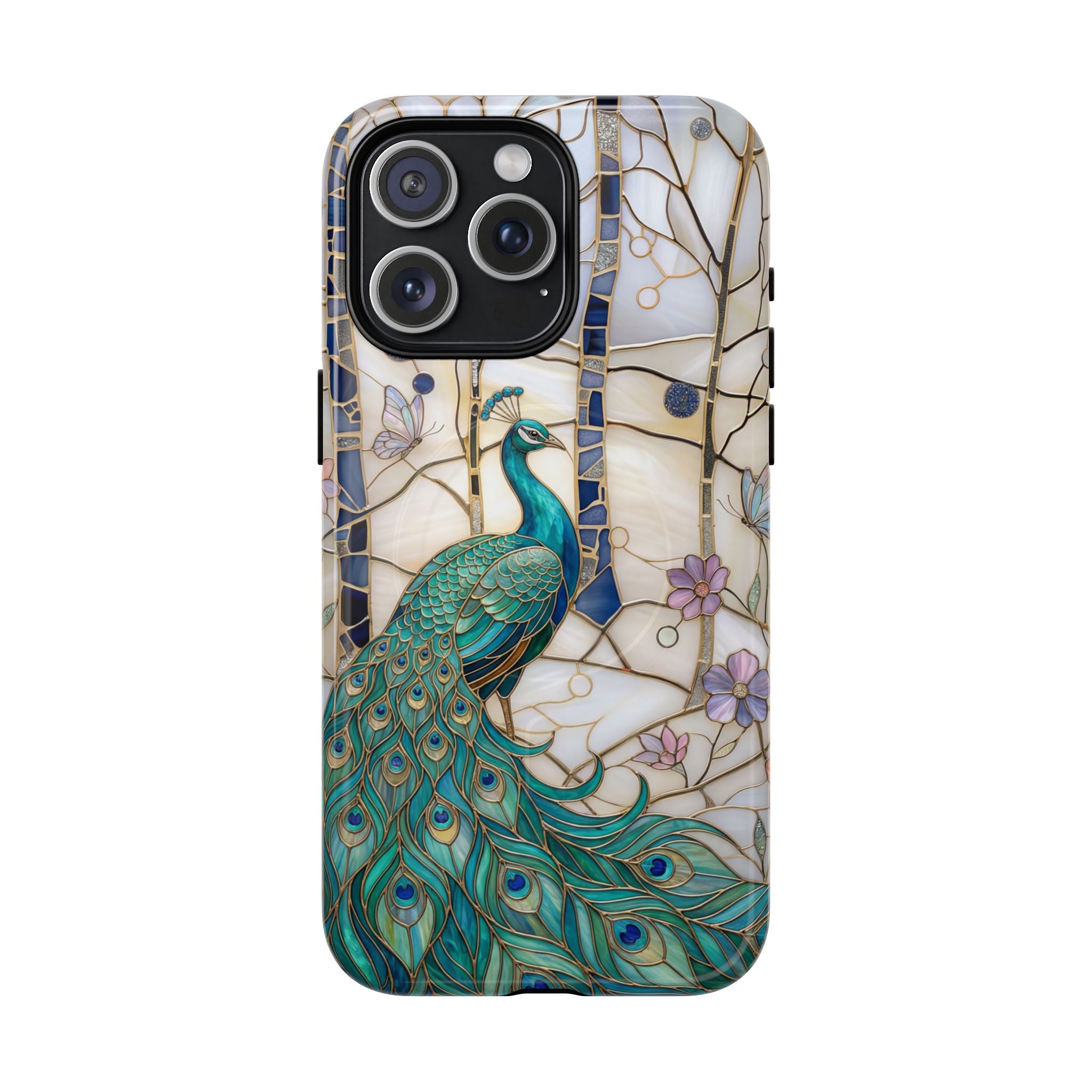 Peacock Stained Glass Tough MagSafe Phone Case