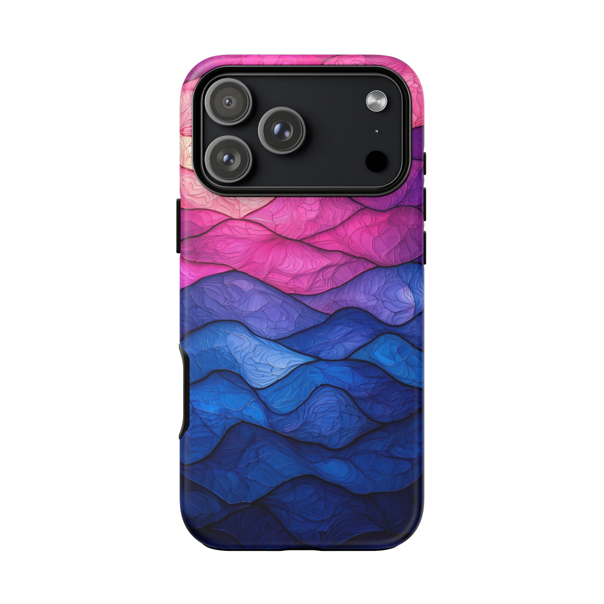 Abstract Ocean Waves iPhone Case — Pink & Blue Gradient Tough Case