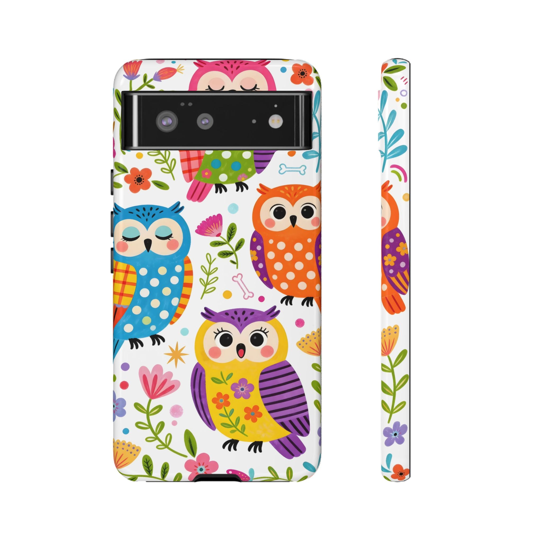 Cute Colorful Owls Google Pixel Phone Case | Cute Owl Pattern Tough Case