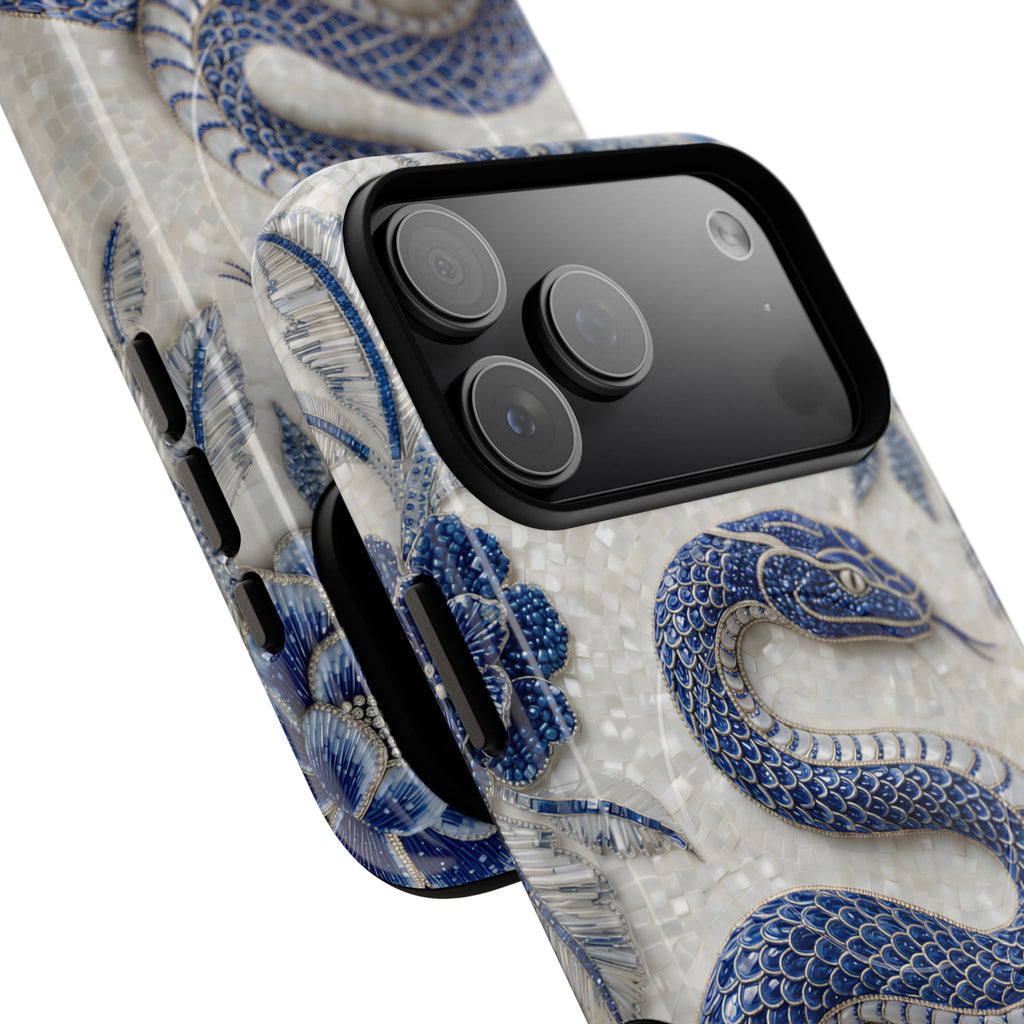 Asian Zodiac Snake MagSafe iPhone Case | Blue & White Porcelain Slim Shockproof Case | Year of the Snake