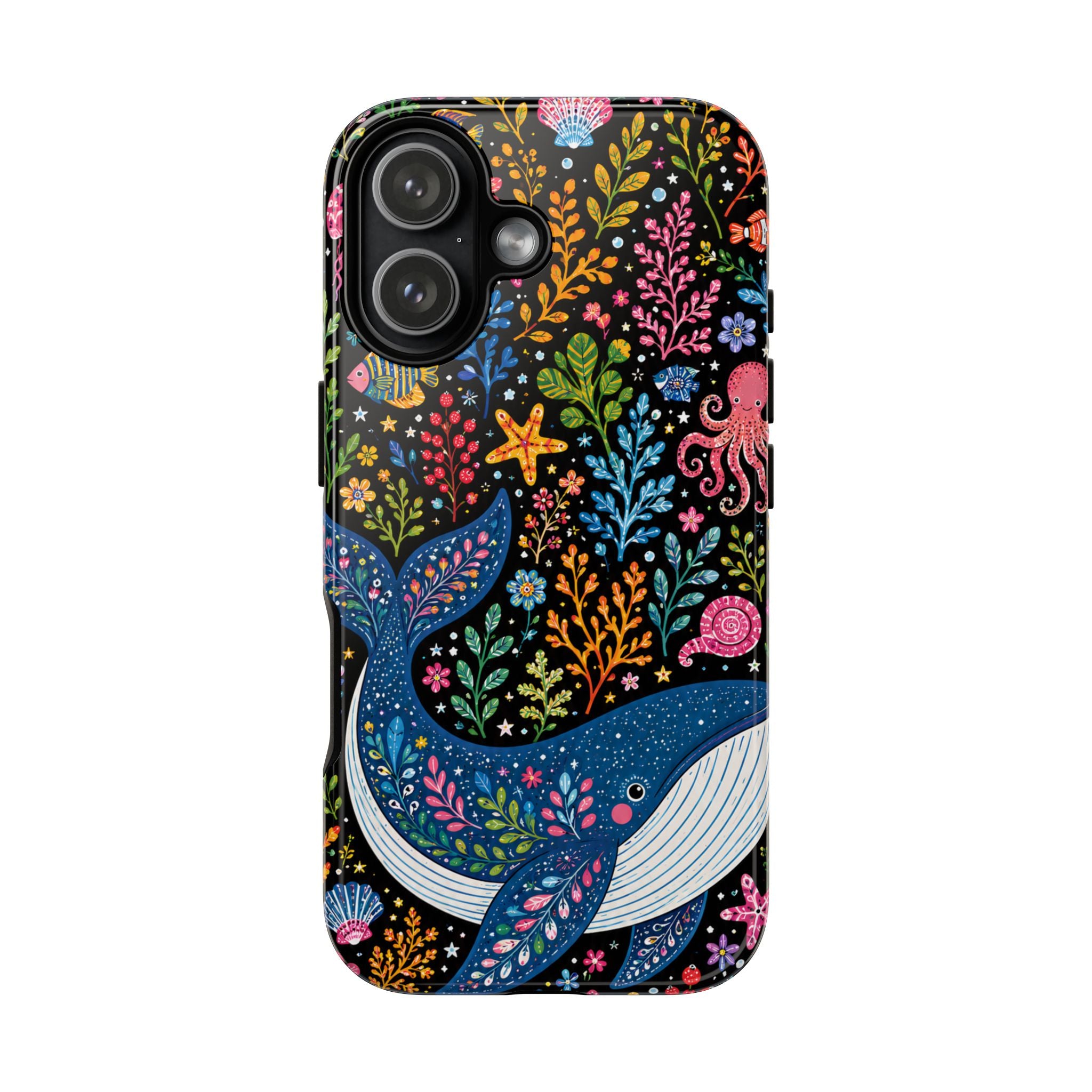 Whimsical Whale Tough iPhone Case | Colorful Ocean Floral iPhone Cover