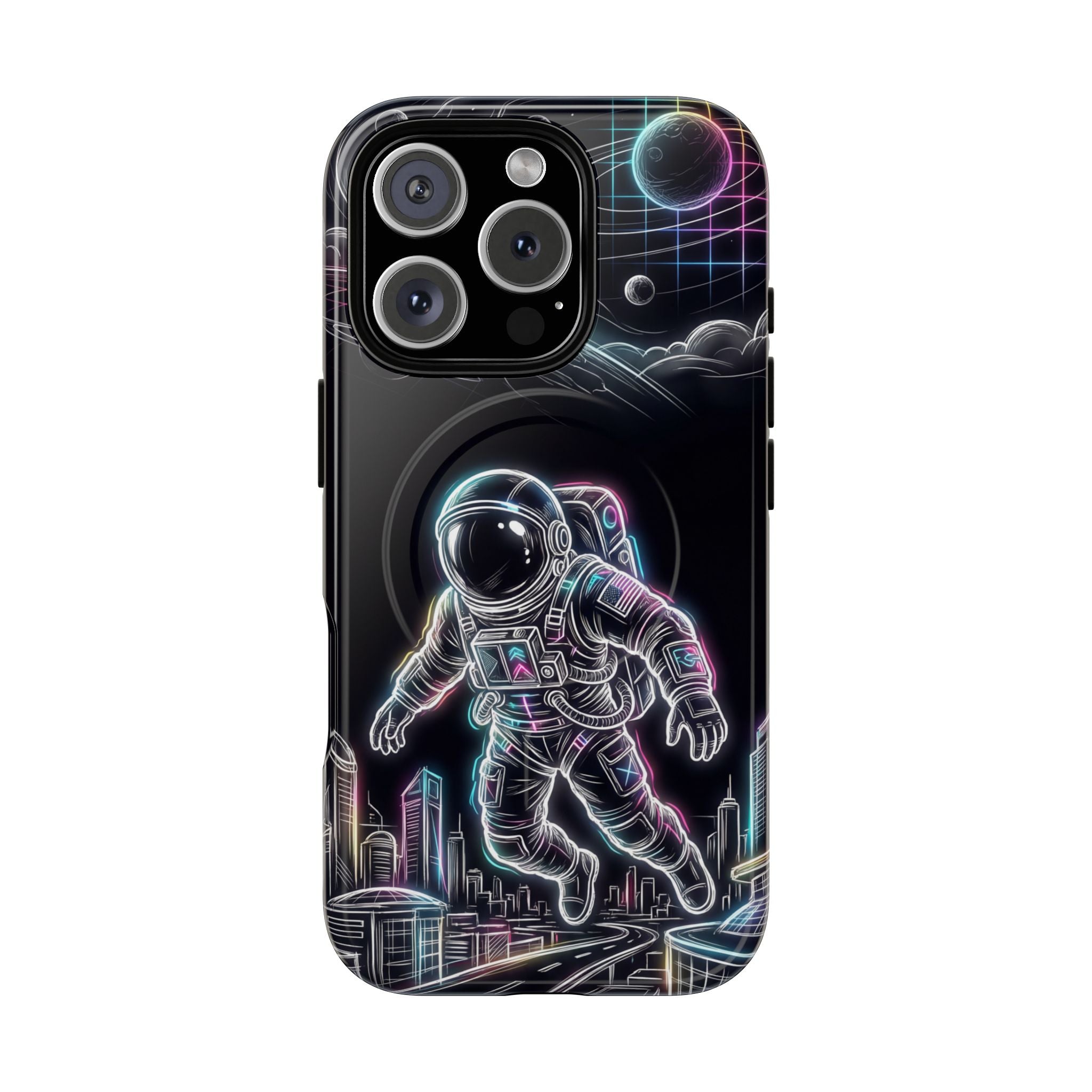 Space Explorer Astronaut NeonMagSafe iPhone Case