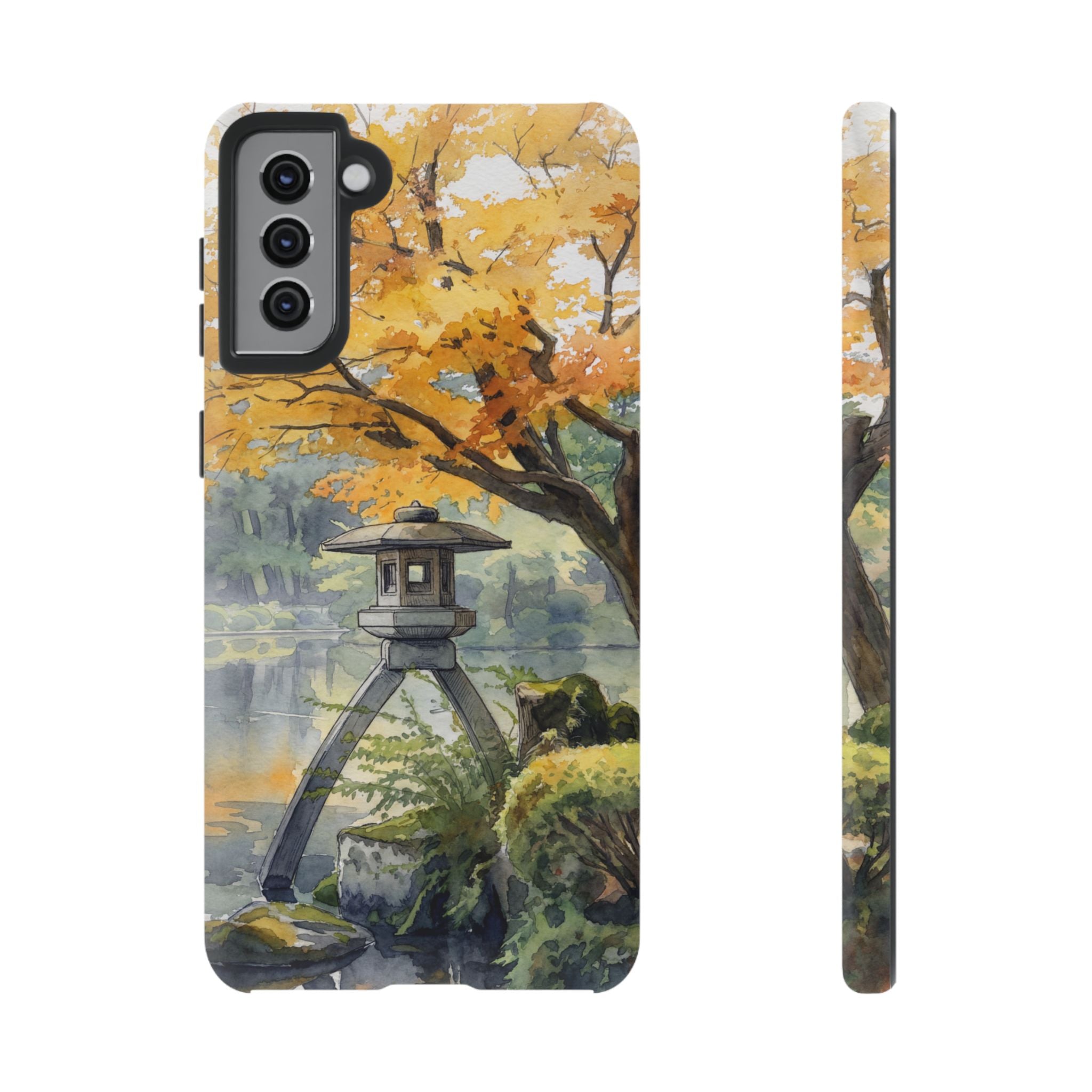 Autumn Japanese Garden Samsung Galaxy Phone Case | Scenic Lantern Fall