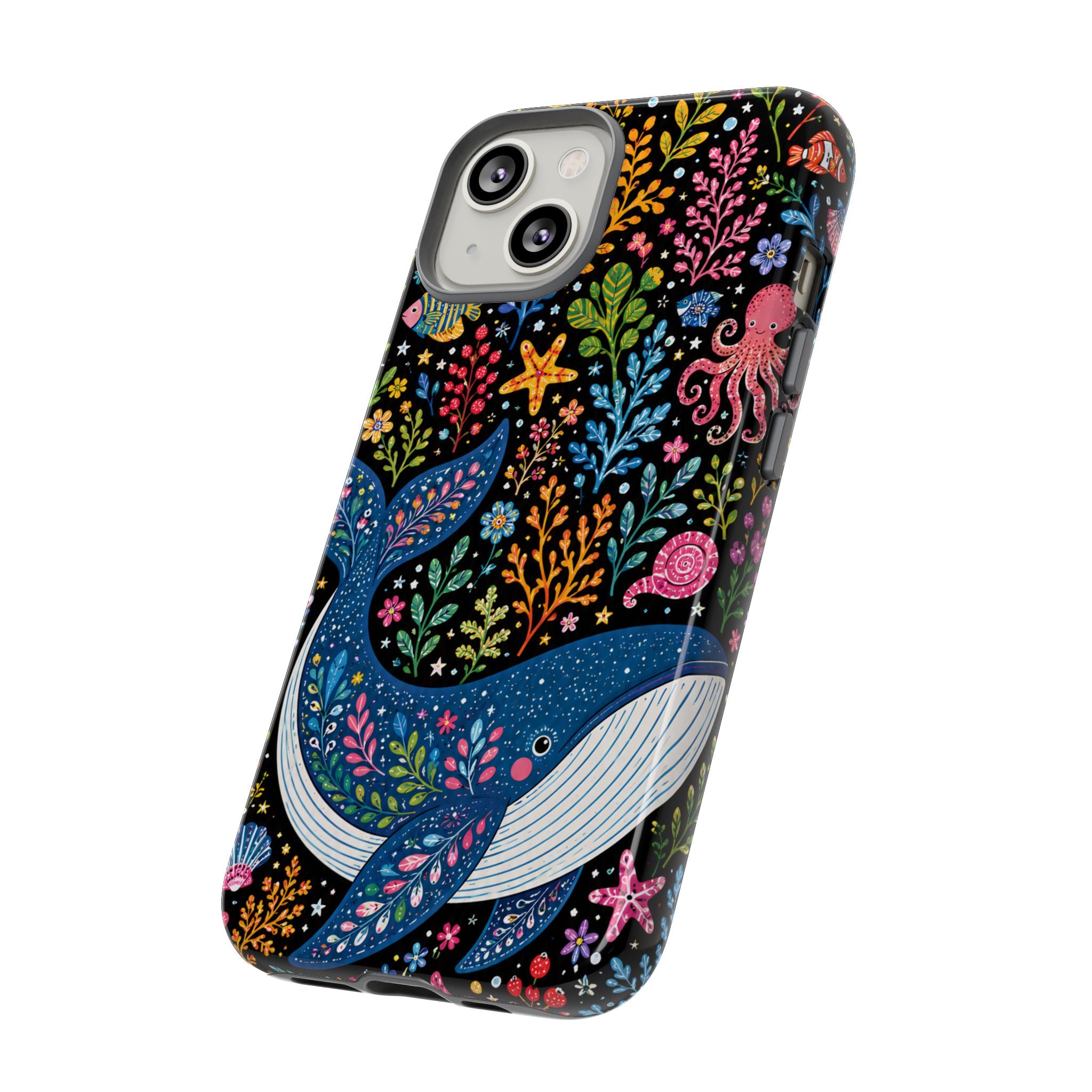 Whimsical Whale Tough iPhone Case | Colorful Ocean Floral iPhone Cover