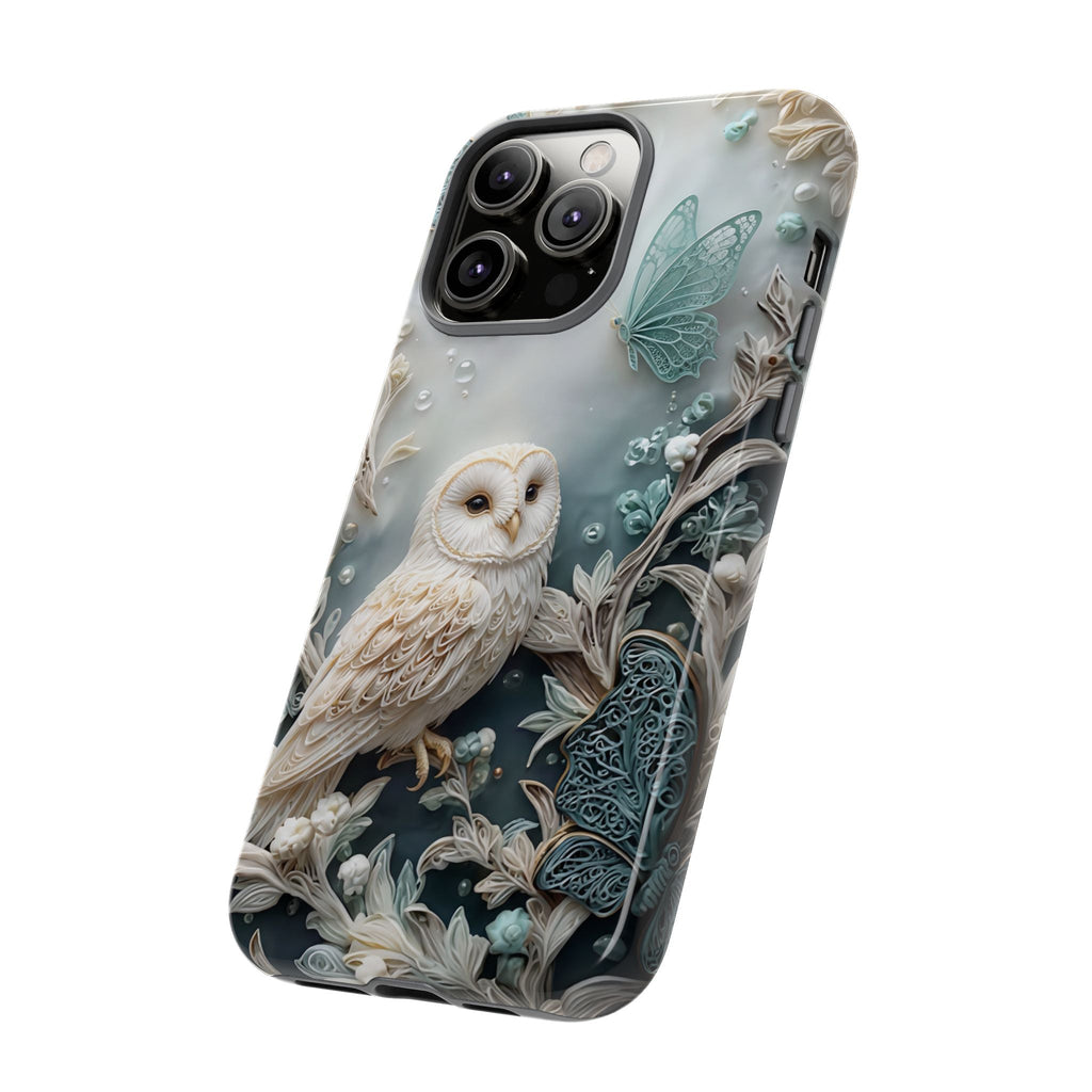 Barn Owl & Butterflies Tough iPhone Case