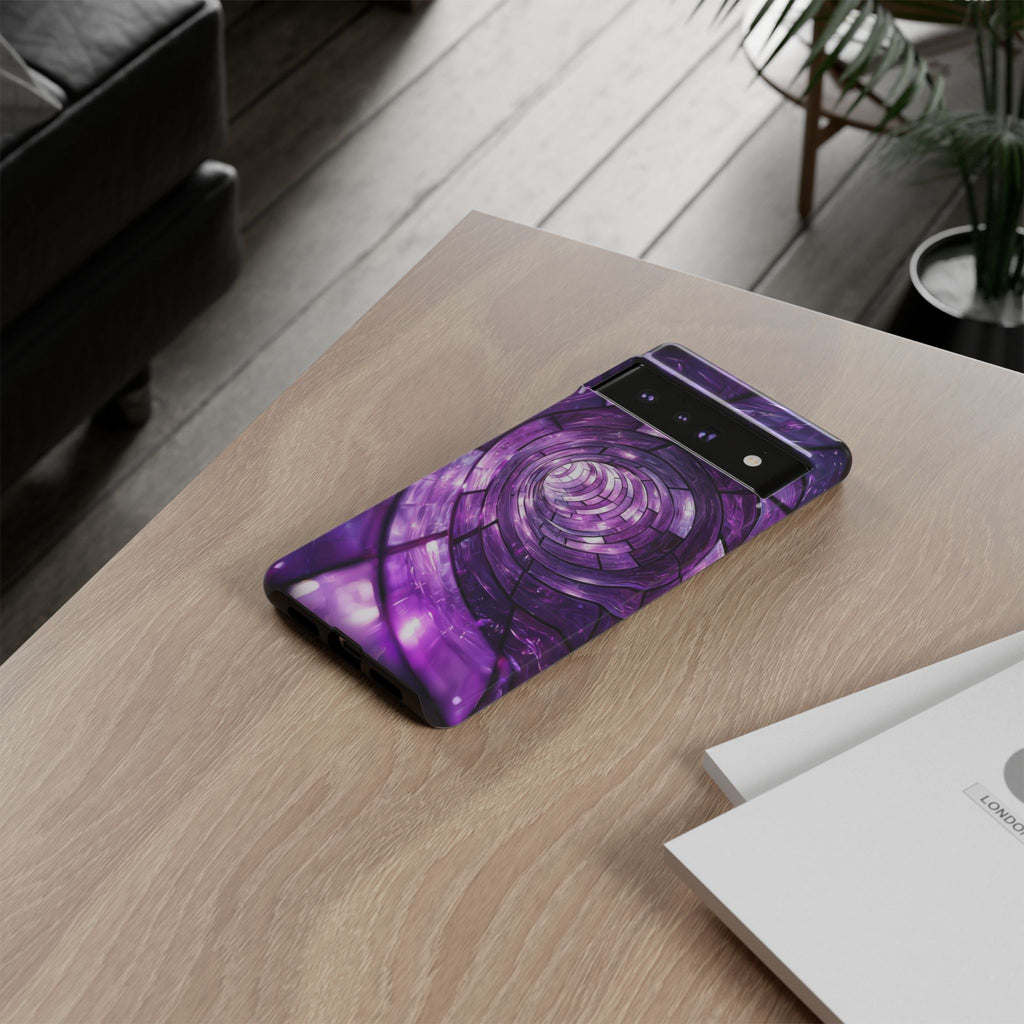 Purple Vortex Tough Google Pixel Case — Abstract Spiral Protective Cover