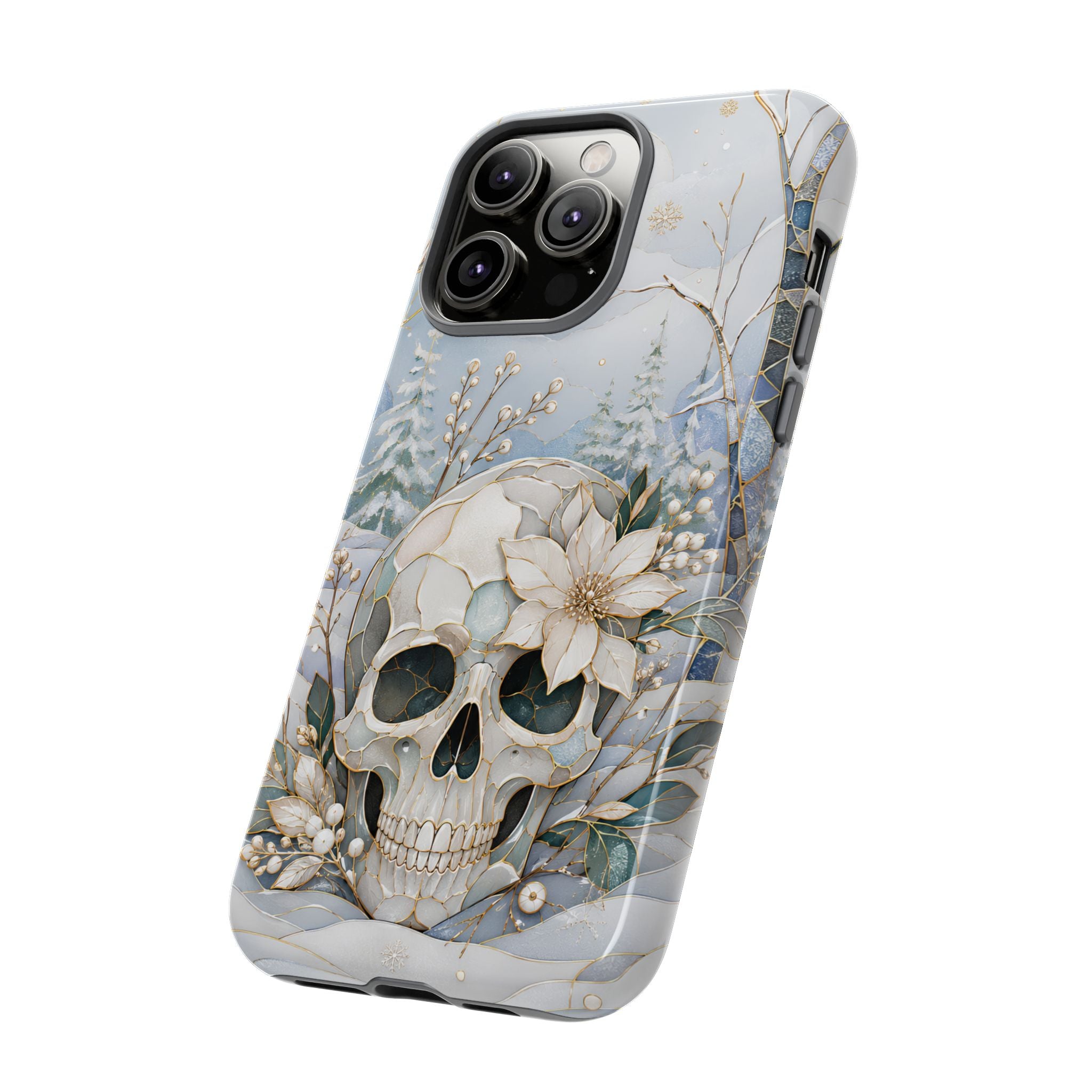 Gothic Skull iPhone Case | Winter Floral iPhone Case