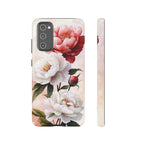 Custodia per Samsung Galaxy con motivo floreale Peony | Rosa bianca vintage