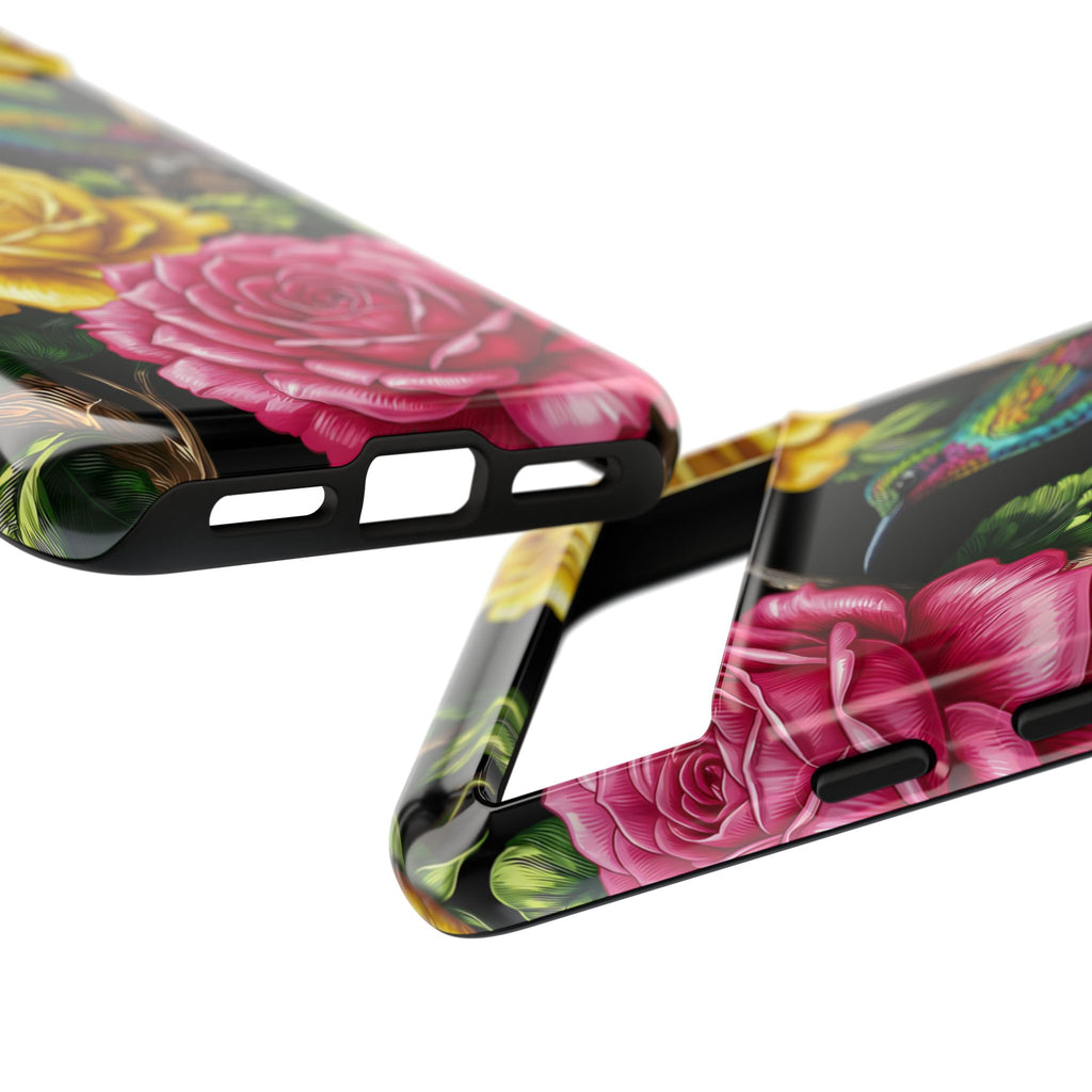 Floral Hummingbird Tough Google Pixel Phone Case | Vibrant Rose & Yellow Garden Protection
