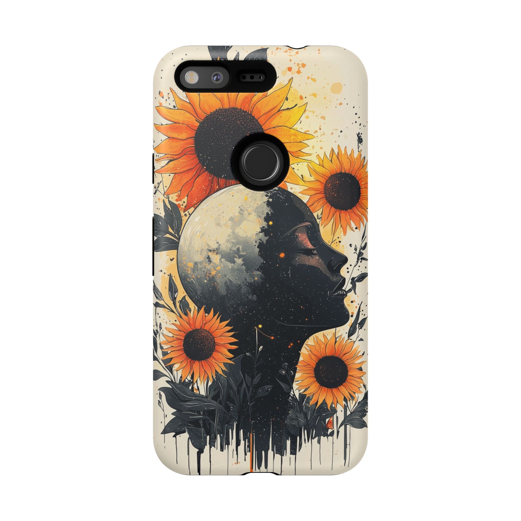 Sunflower Moon Art Google Pixel Case | Floral Celestial