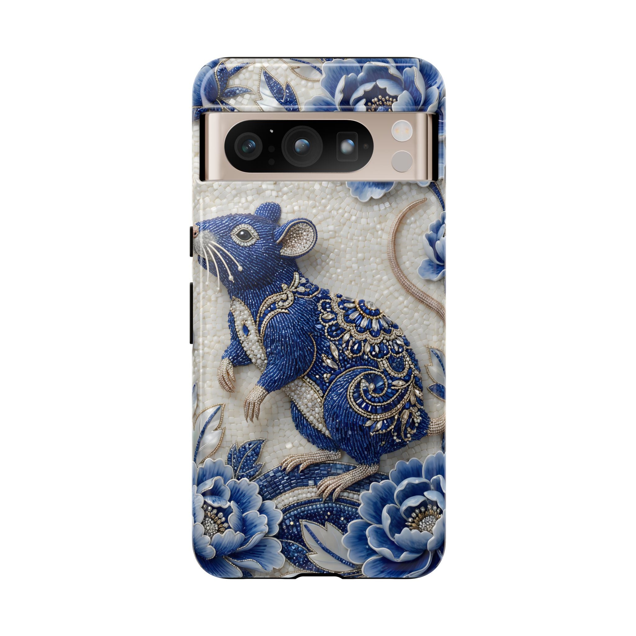 Asian Zodiac Rat Google Pixel Phone Case | Blue & White Porcelain Art Slim Protective iPhone Case | Year of the Rat Gift
