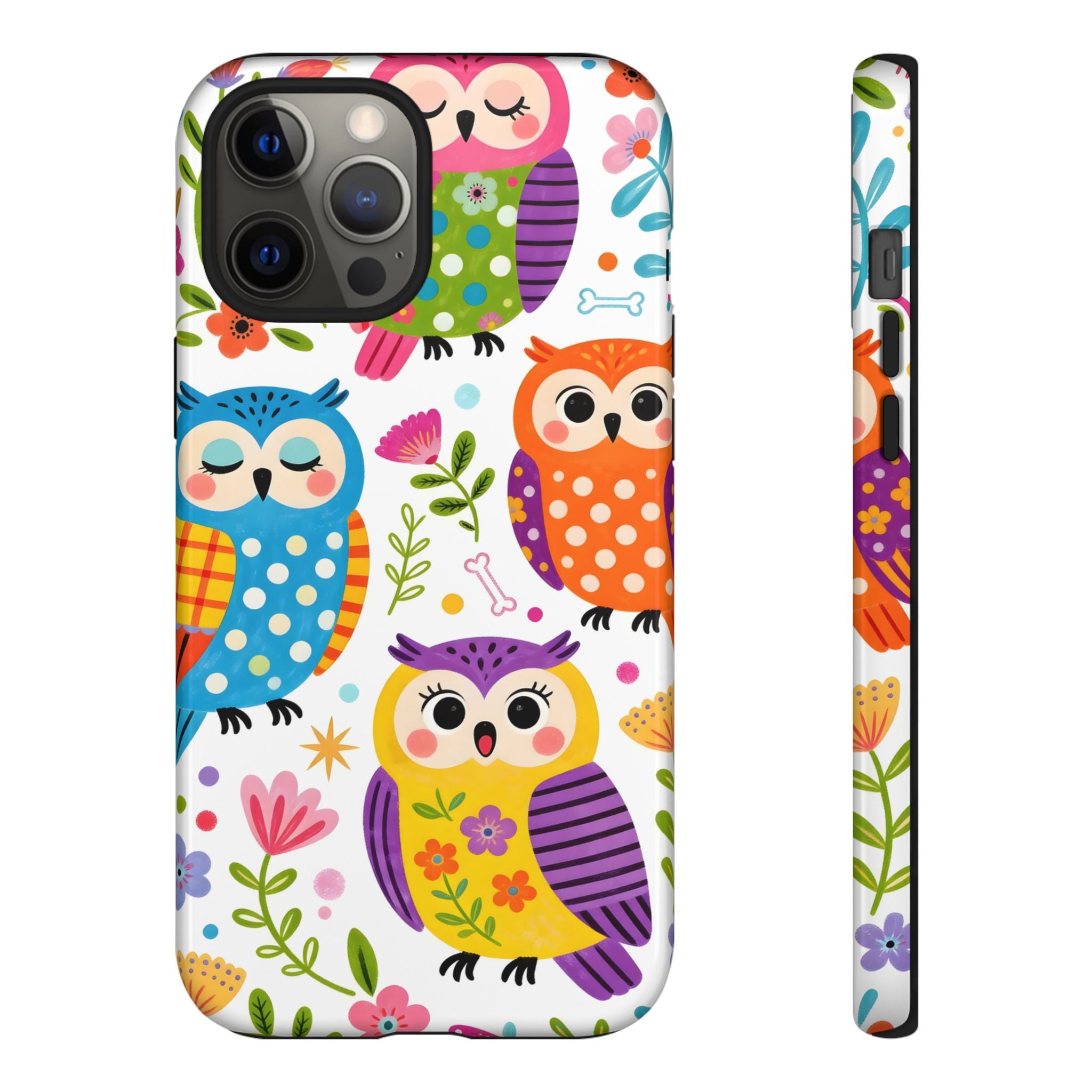 Cute Colorful Owls iPhone Case | Cute Owl Pattern Tough Case