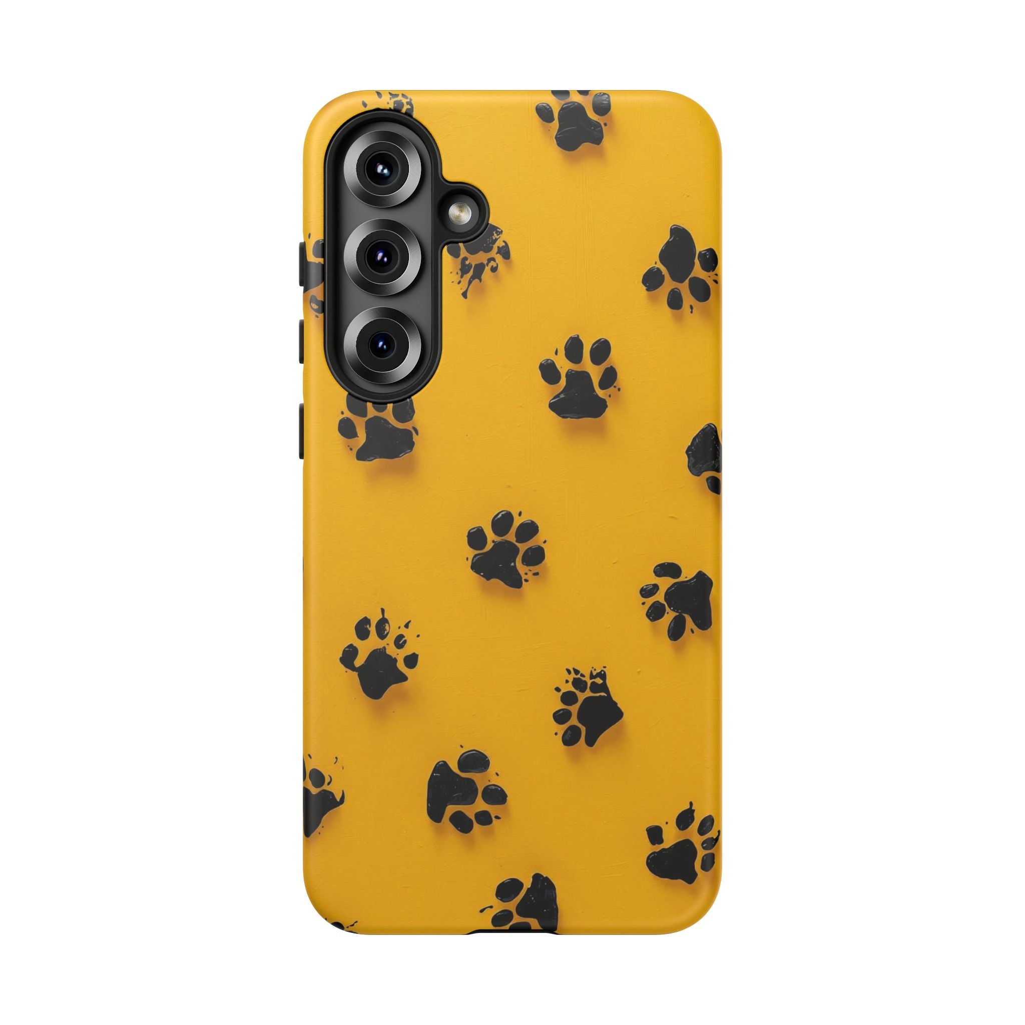 Yellow Paw Print Tough Samsung Galaxy Case — Protective Dog & Cat Lover Cover