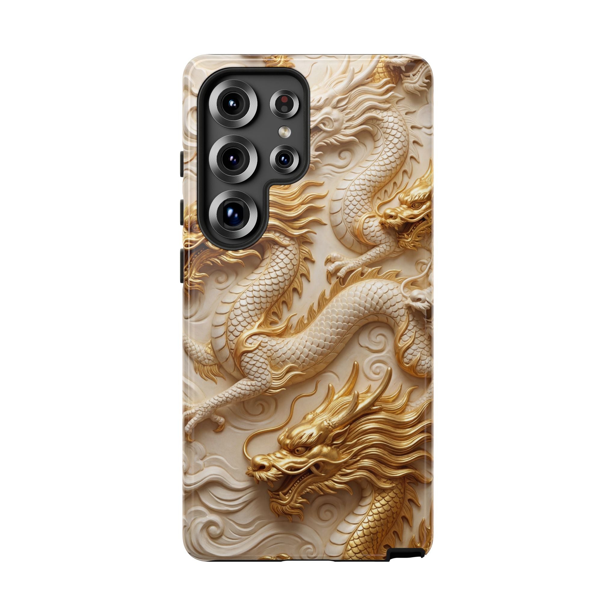Dragon Relief Samsung Galaxy Case — Gold Carved Dragon Protective Cover