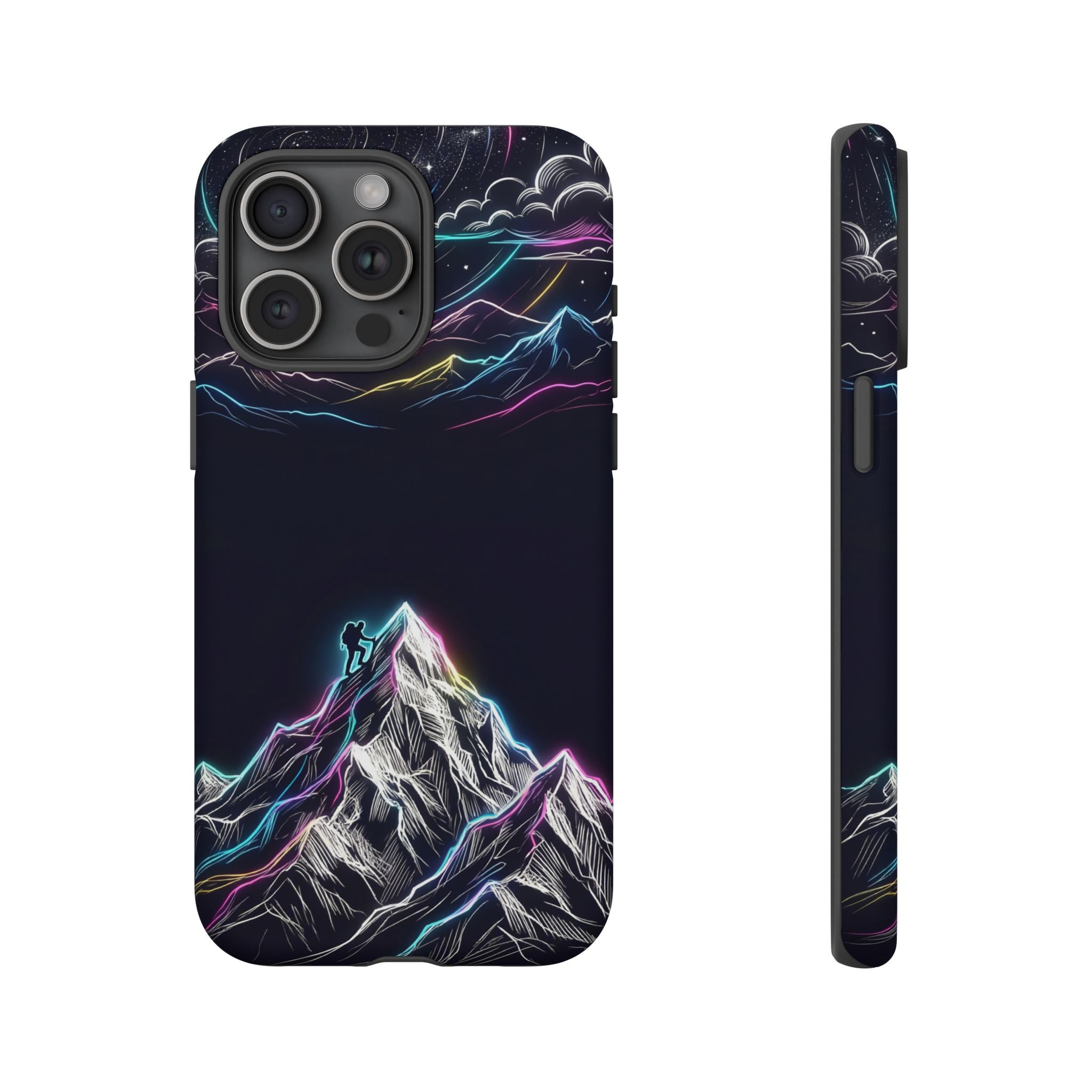 Mount Everest Neon iPhone Case | Dark Cosmic Climber Protective Cover