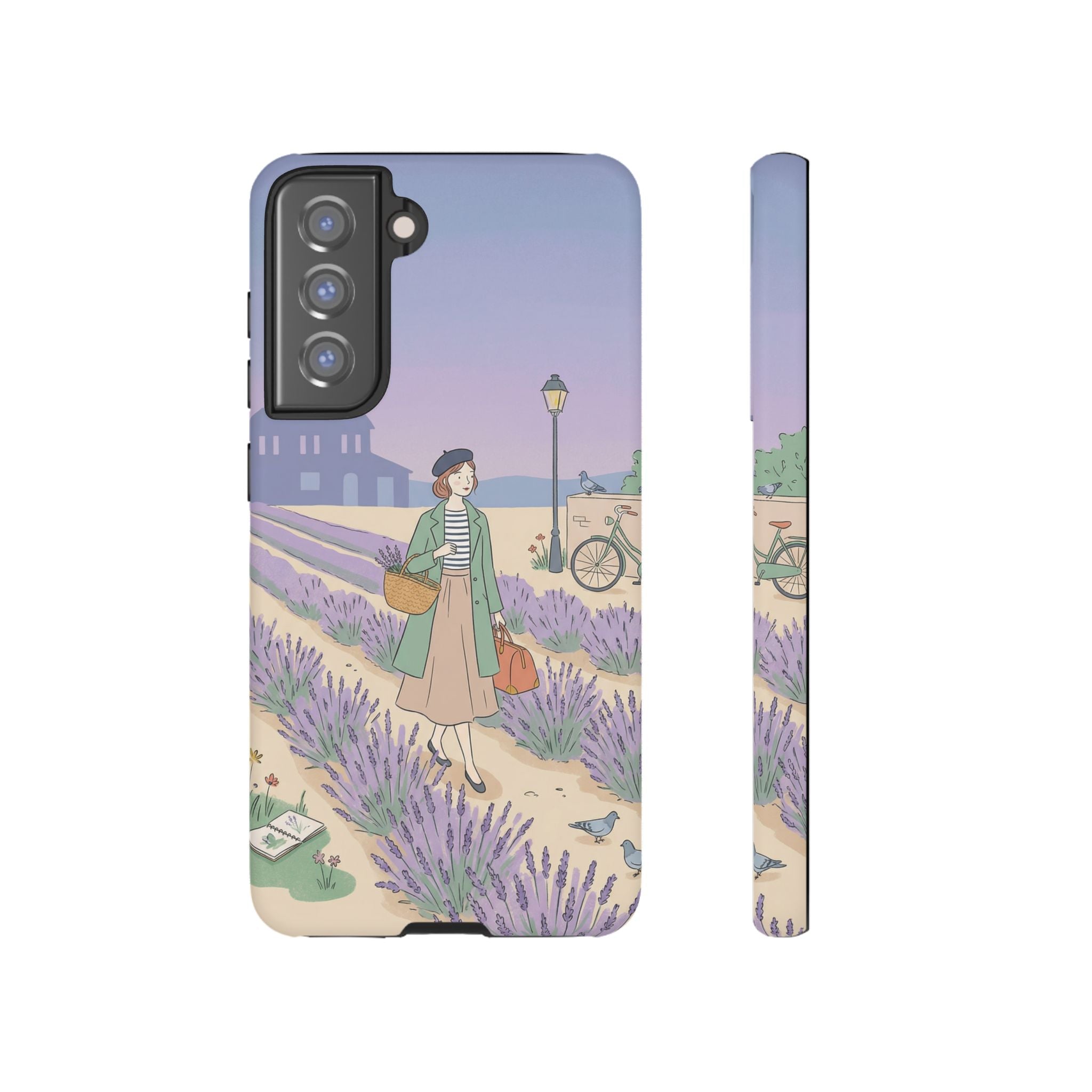 Lavender Field Samsung Galaxy Phone Case | Vintage Travel Illustration Protective Case