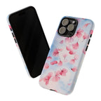 Floral Petal Tough iPhone Case | Pink Falling Blossoms