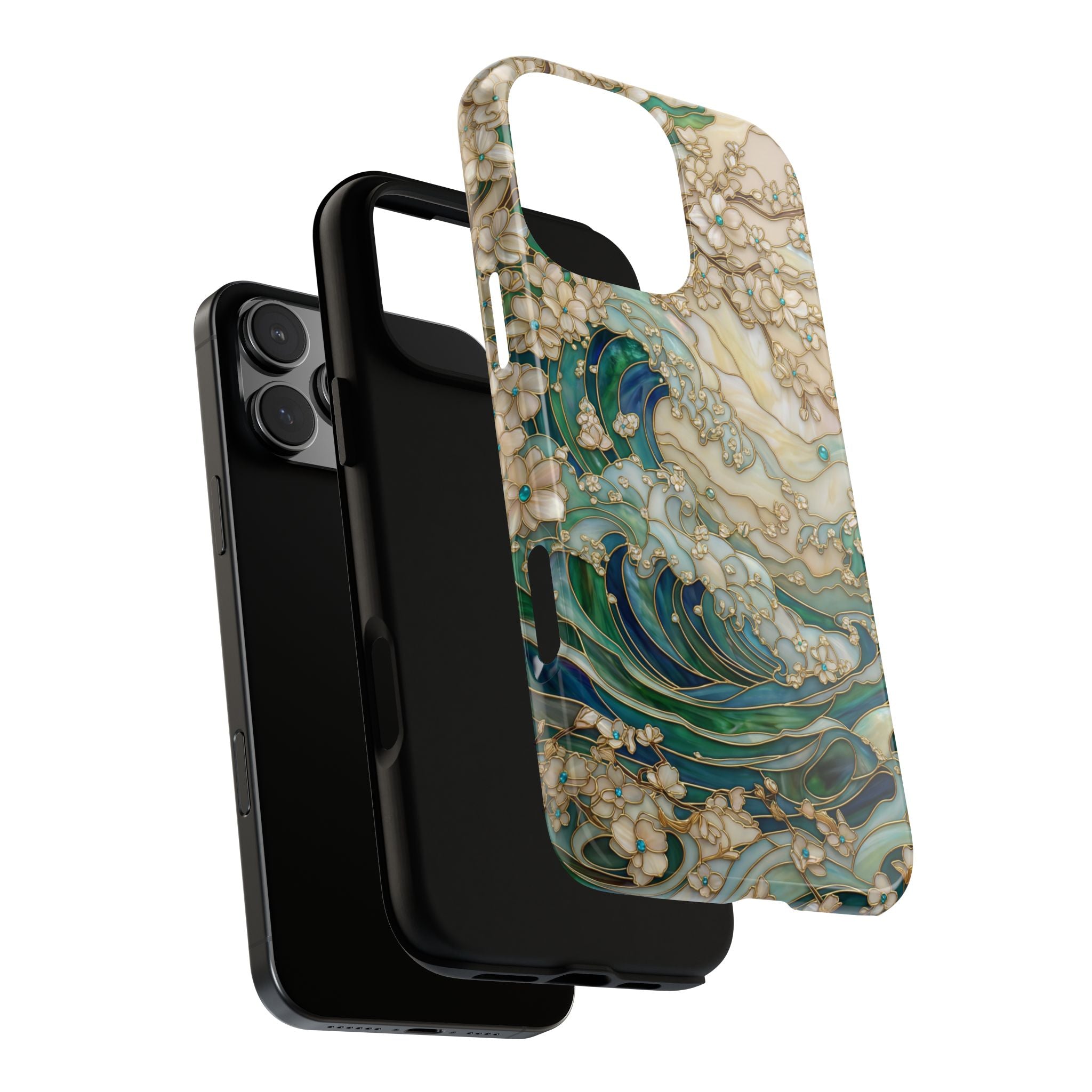 Elegant Ocean Wave Floral Art iPhone Case